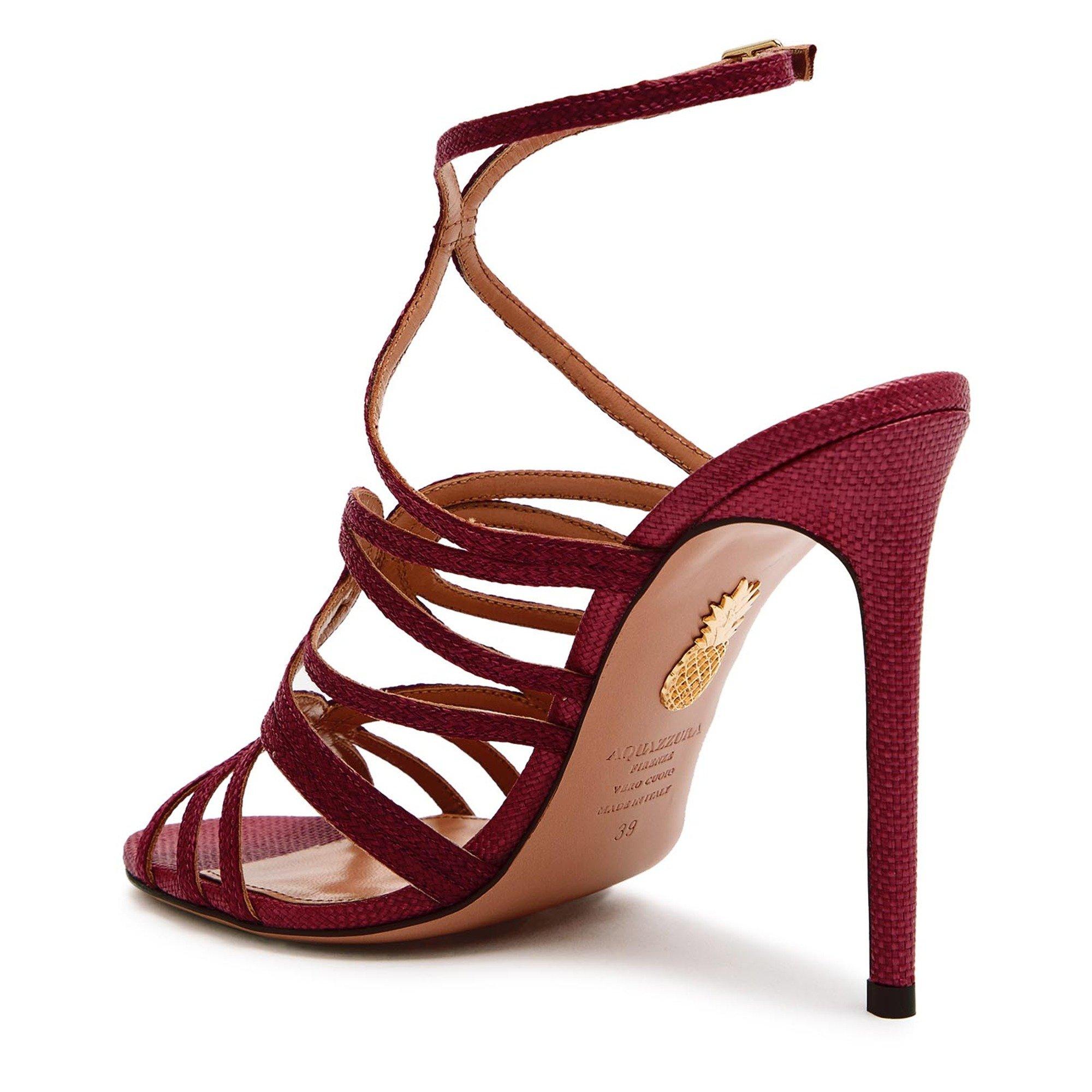 BURGUNDY - Aquazzura - Women's Serenade 105 Raffia Heeled Sandals - 2
