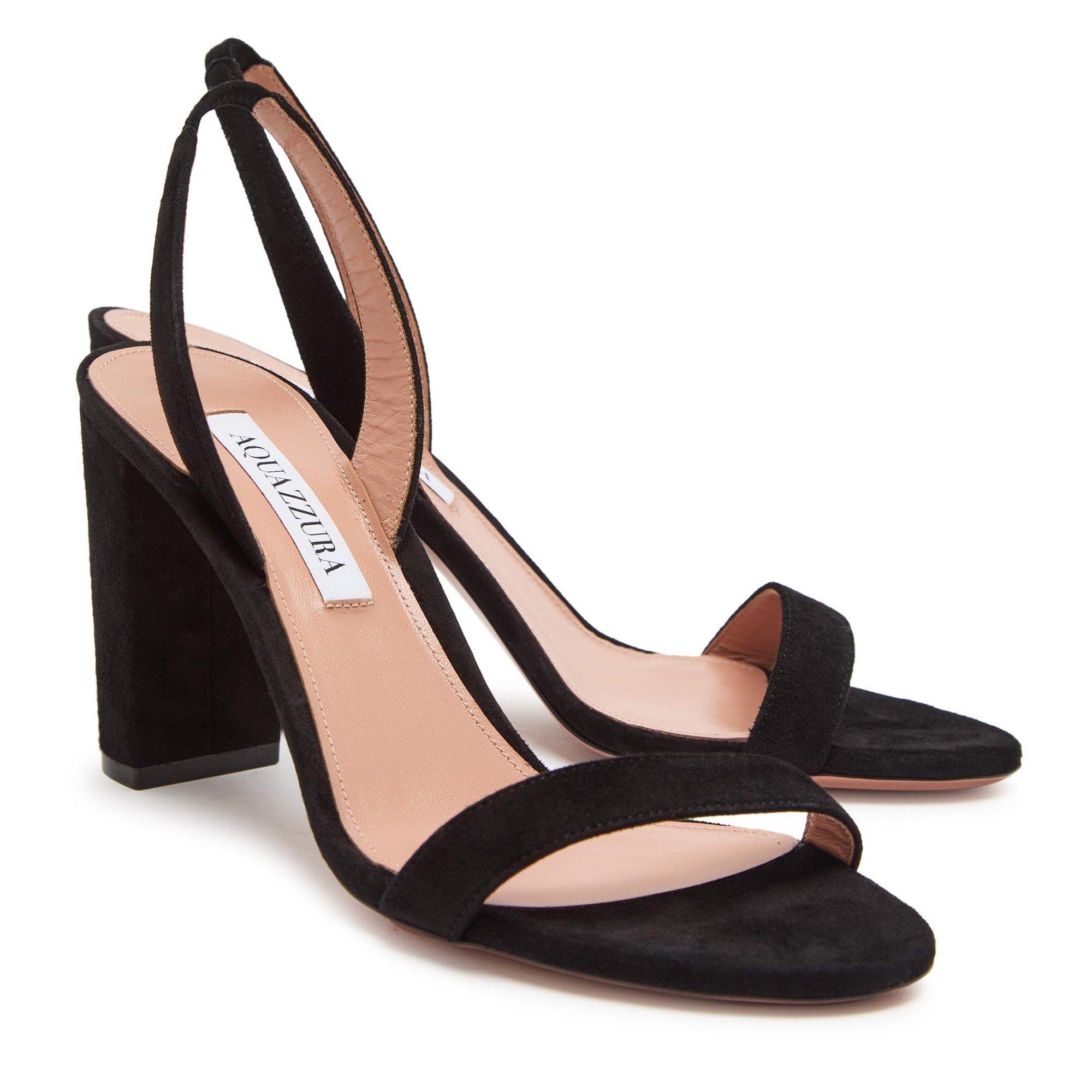 BLACK - Aquazzura - Women's So Nude Suede Heeled Sandals - 4