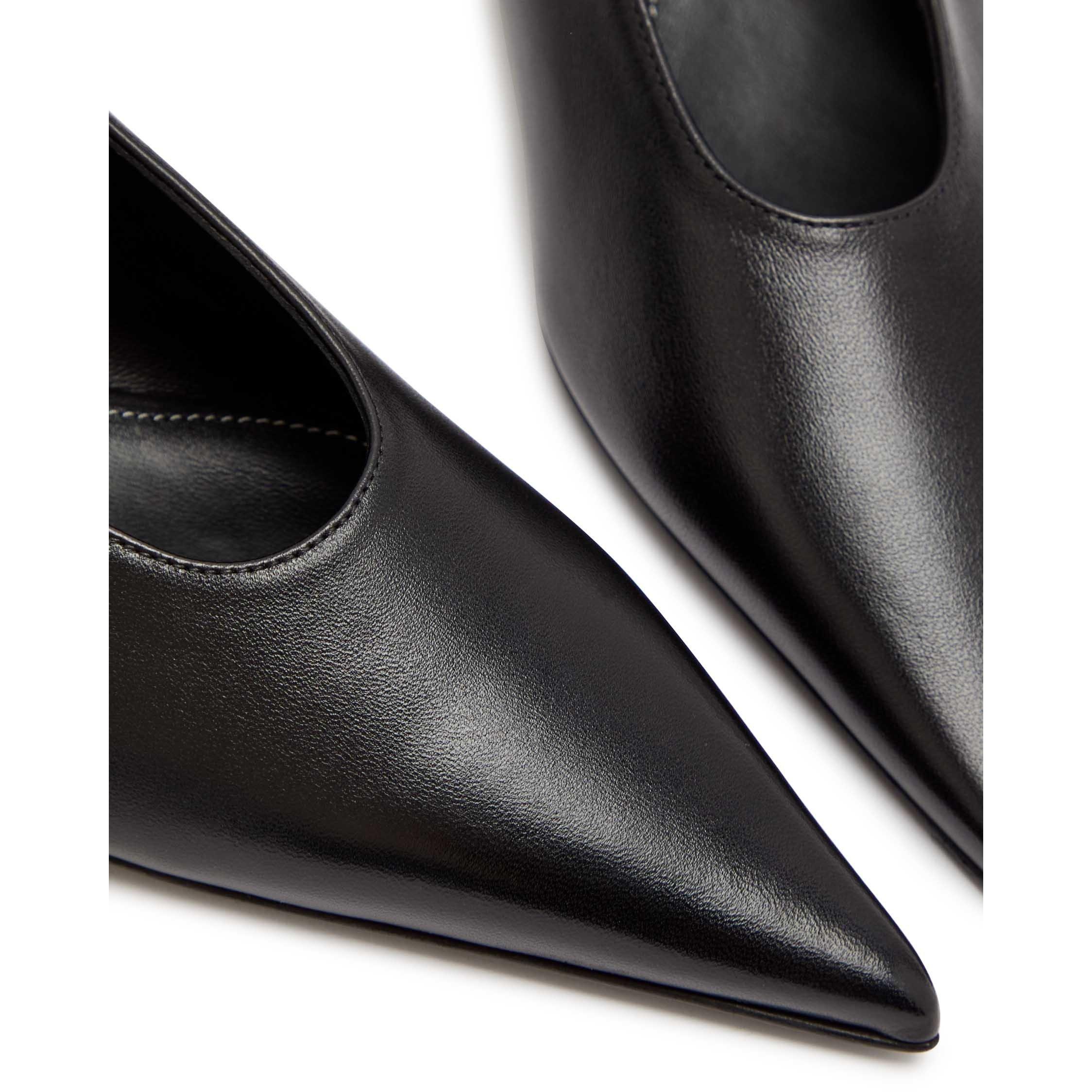 BLACK - Toteme - Women's Sharp Nappa Kitten Leather Court Shoes - 4