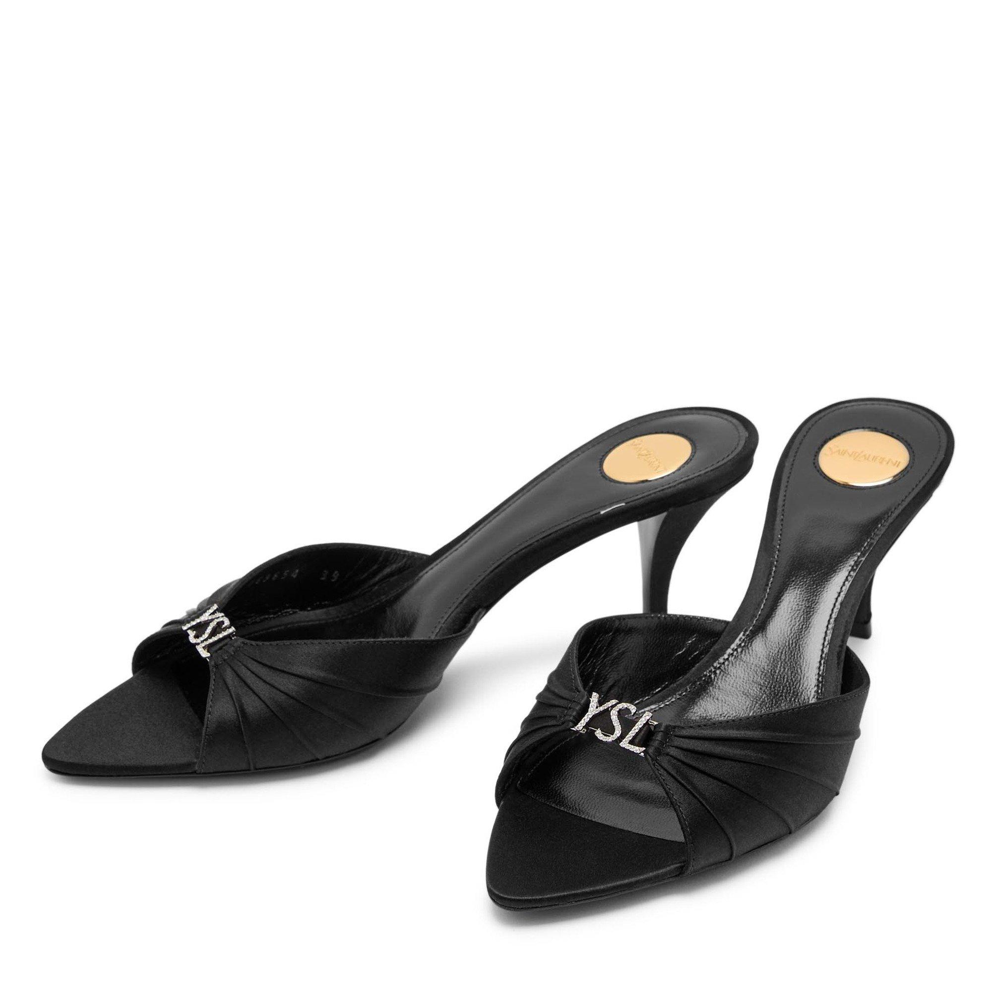 BLACK - Saint Laurent - Women's Jerry 60 Satin Kitten-Heel Sandals - 4