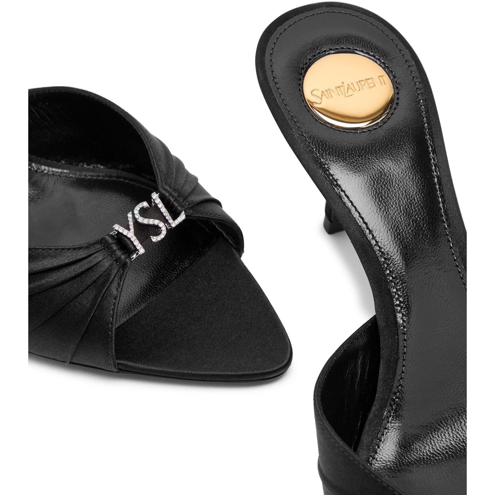BLACK - Saint Laurent - Women's Jerry 60 Satin Kitten-Heel Sandals - 5