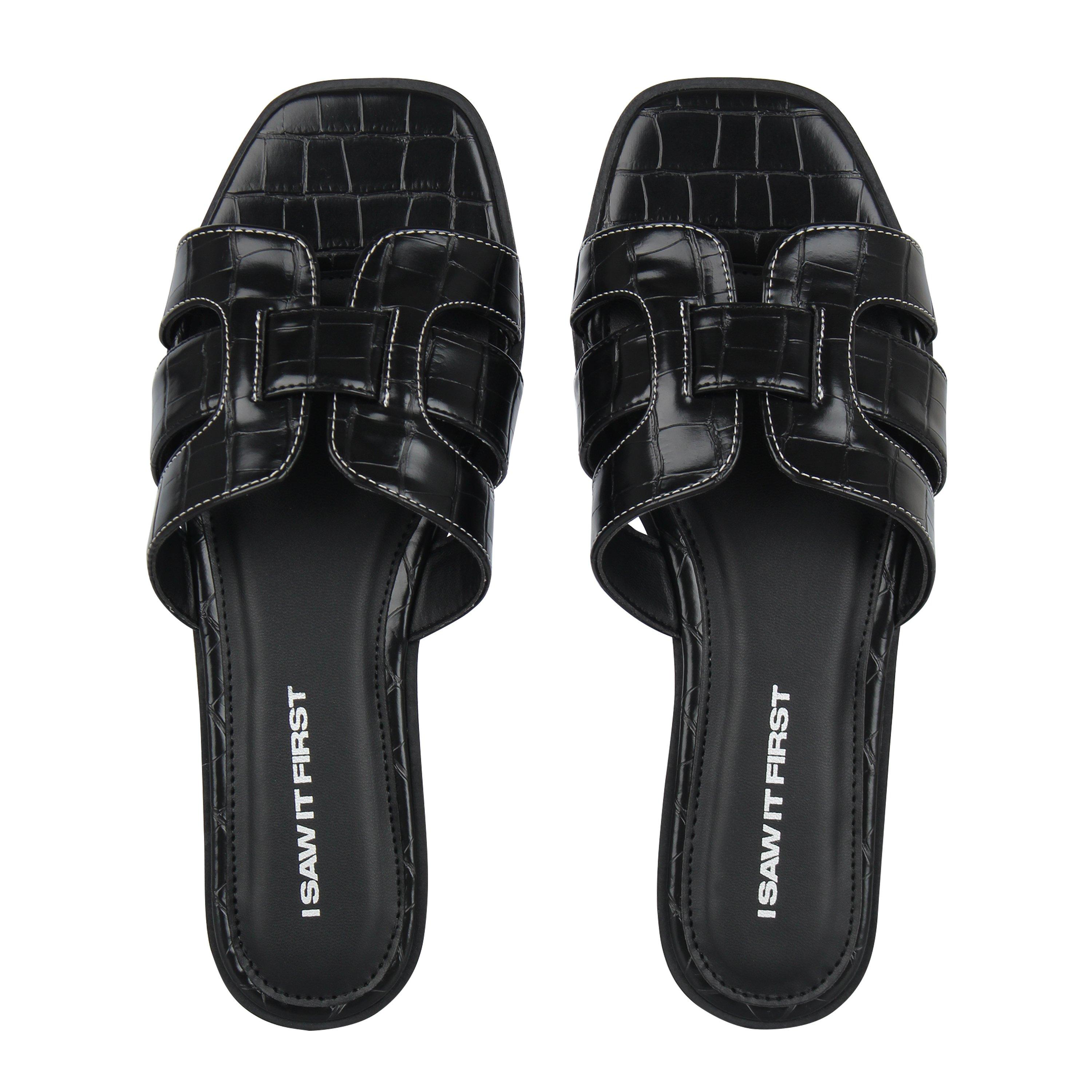 Black - I Saw It First - ISAWITFIRST Faux Leather Caged Sandals - 5