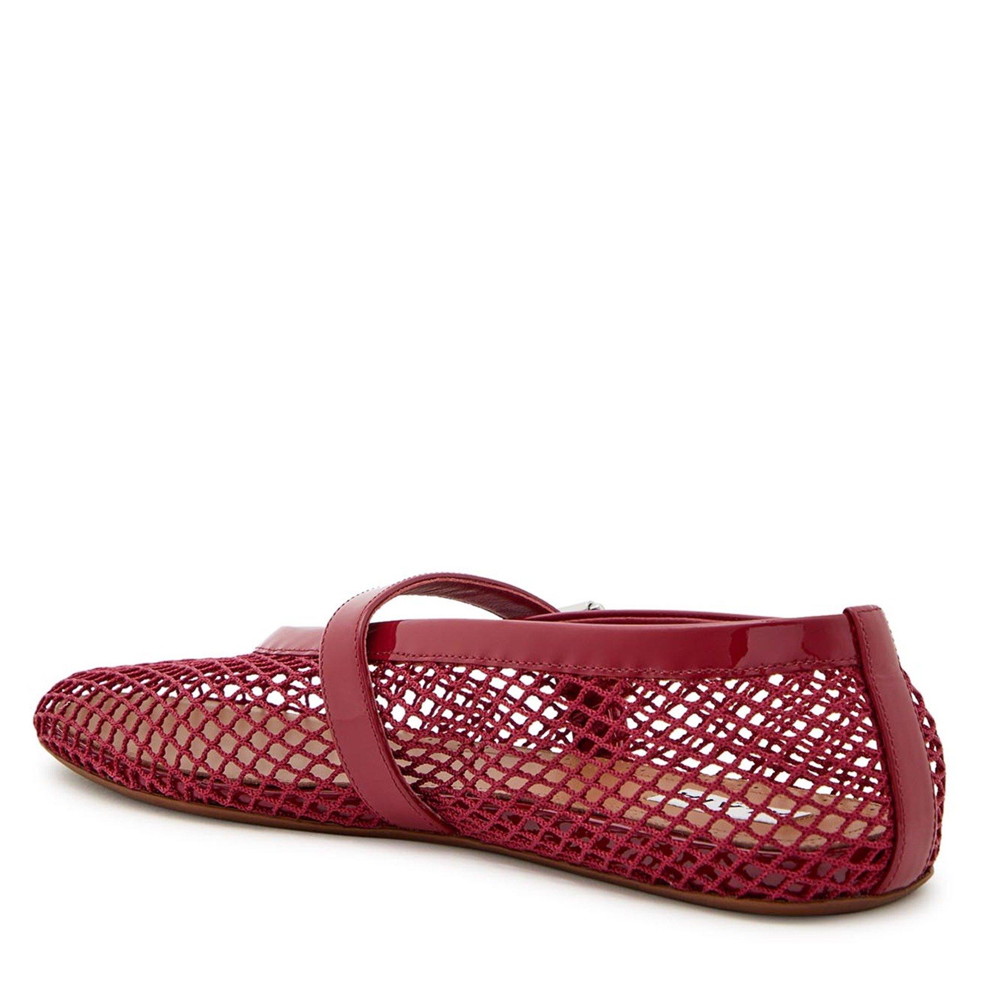 BURGUNDY - Alaia - Women's La Ballerine Fishnet Ballet Pumps - 2