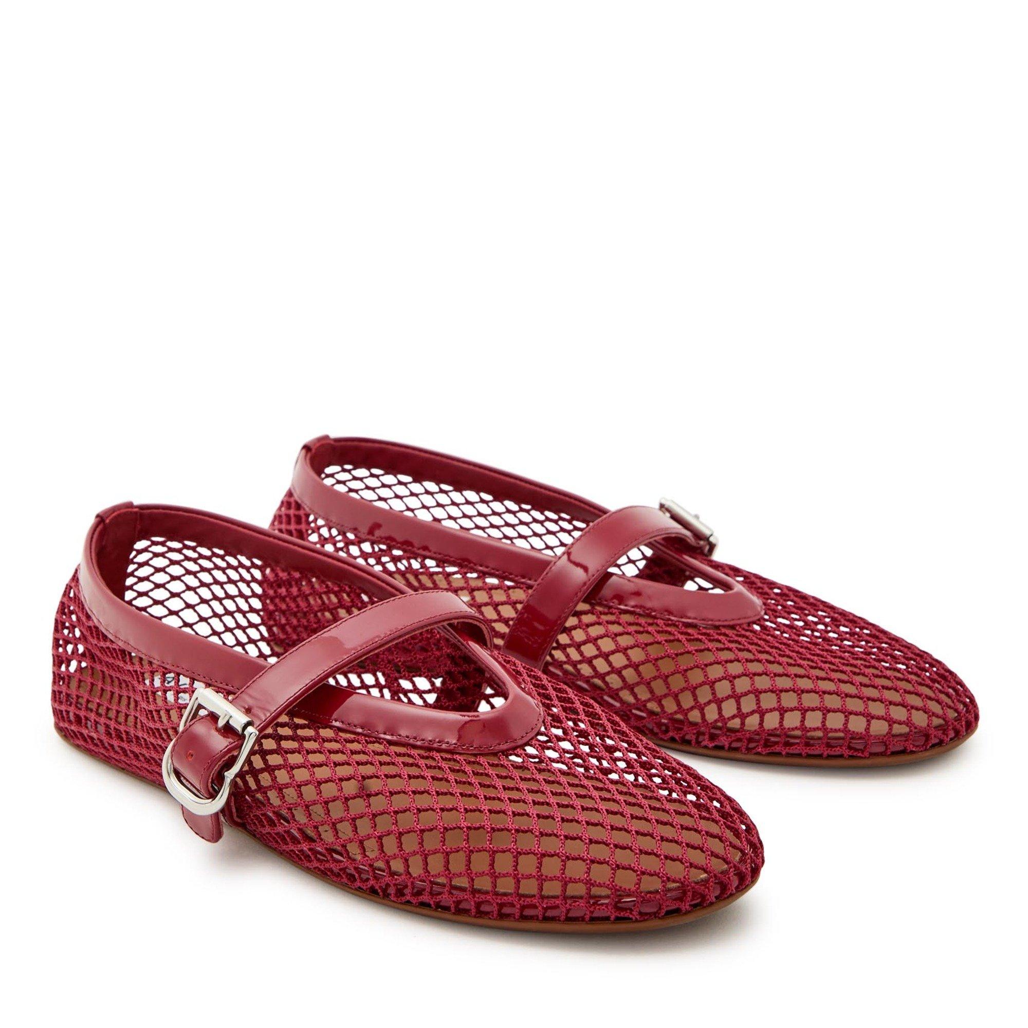 BURGUNDY - Alaia - Women's La Ballerine Fishnet Ballet Pumps - 4