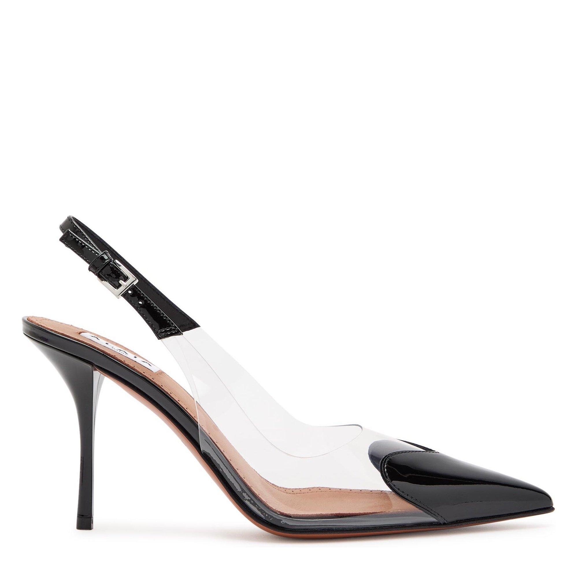 BLACK - Alaia - Women's Le Coeur Patent Leather 90mm Slingbacks - 1