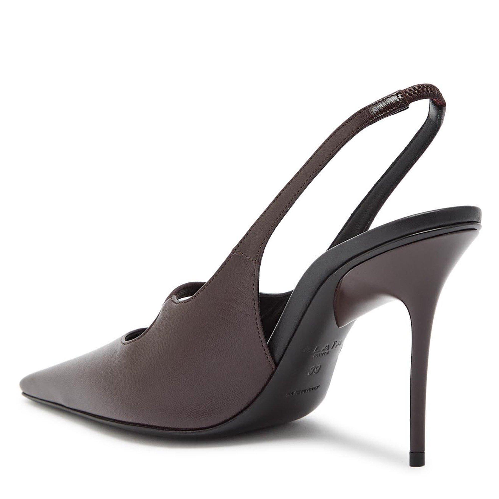 BROWN - Alaia - Women's Drop Leather 90mm Slingbacks - 2