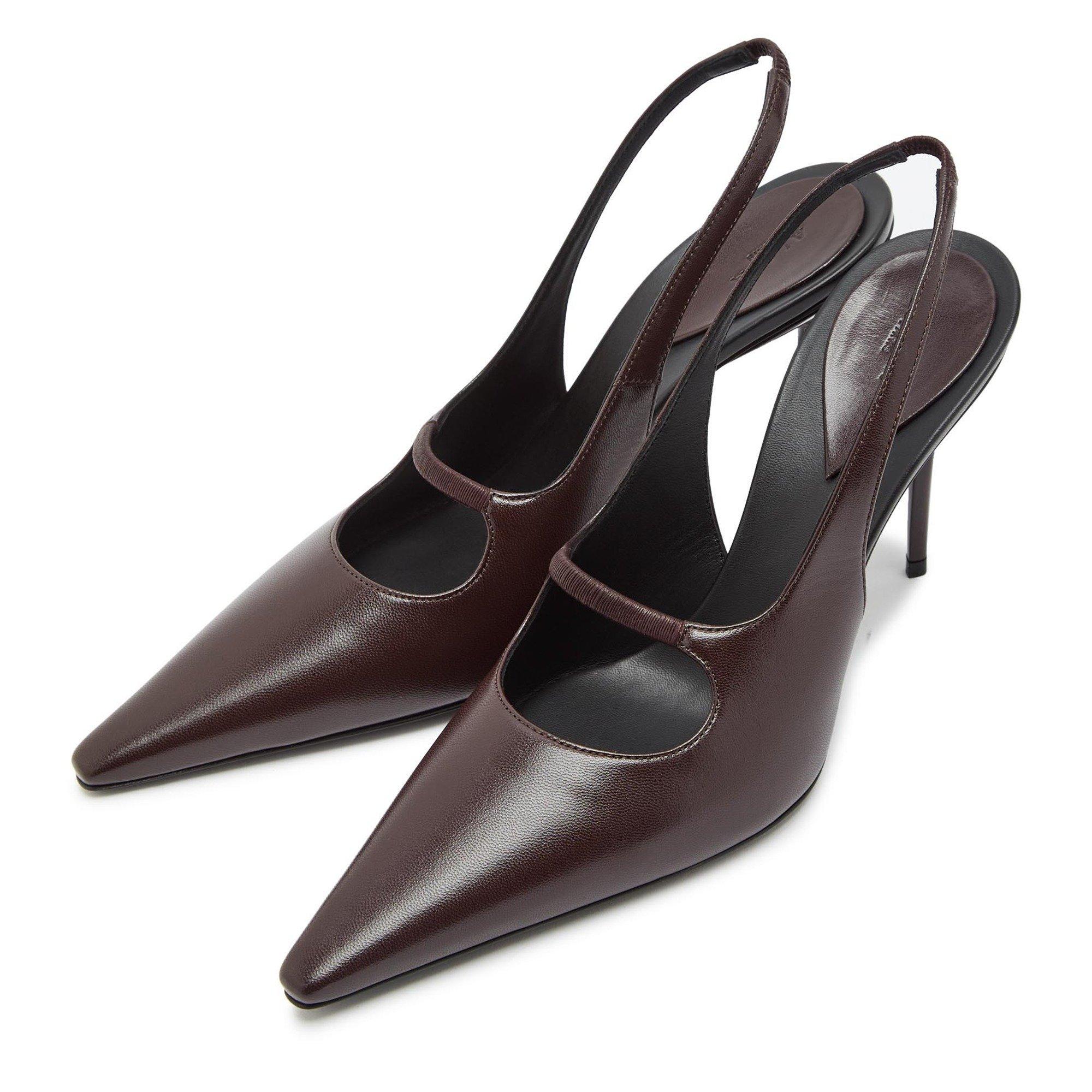 BROWN - Alaia - Women's Drop Leather 90mm Slingbacks - 4