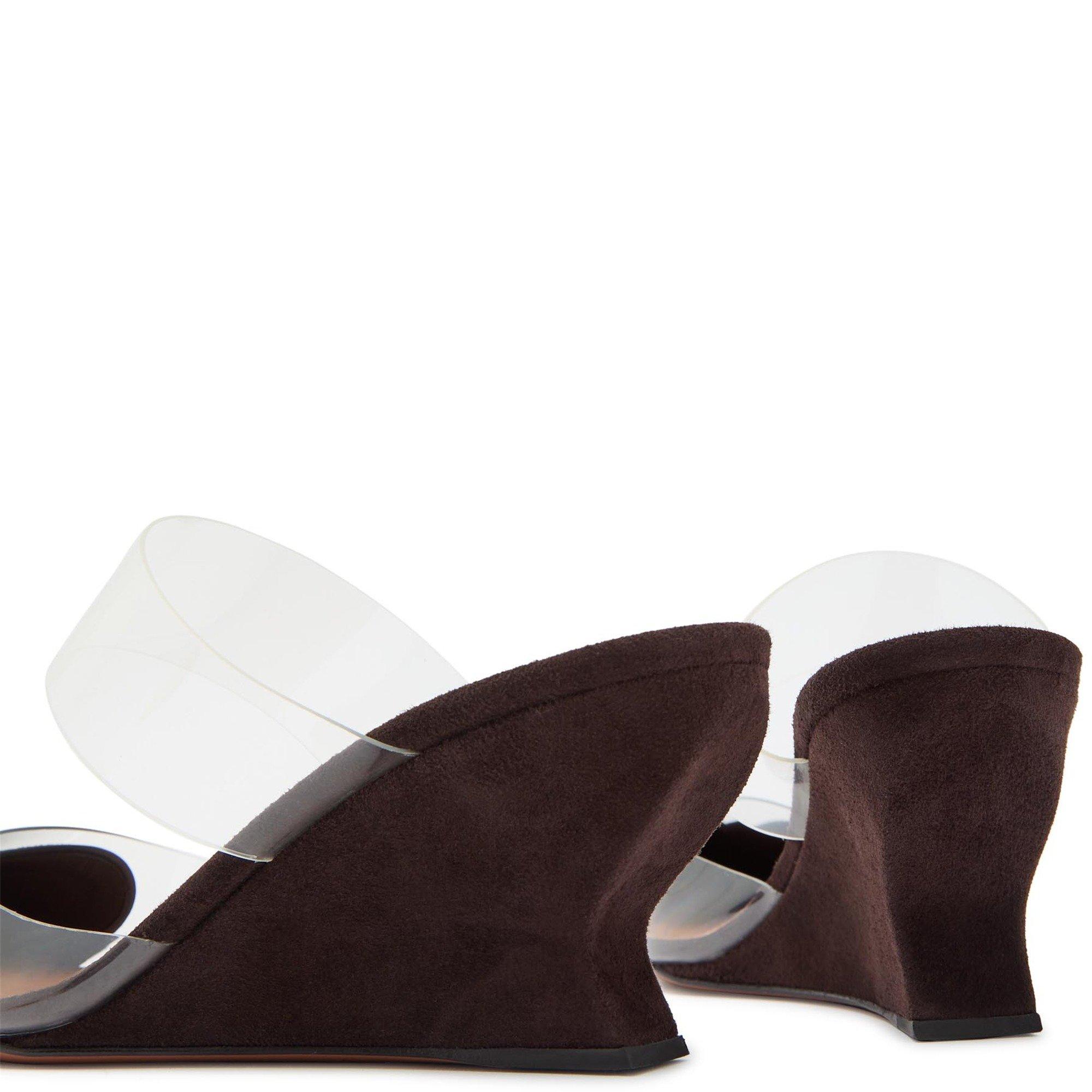 BROWN - Alaia - Women's Le Coeur Suede Wedge Mules 60mm - 5