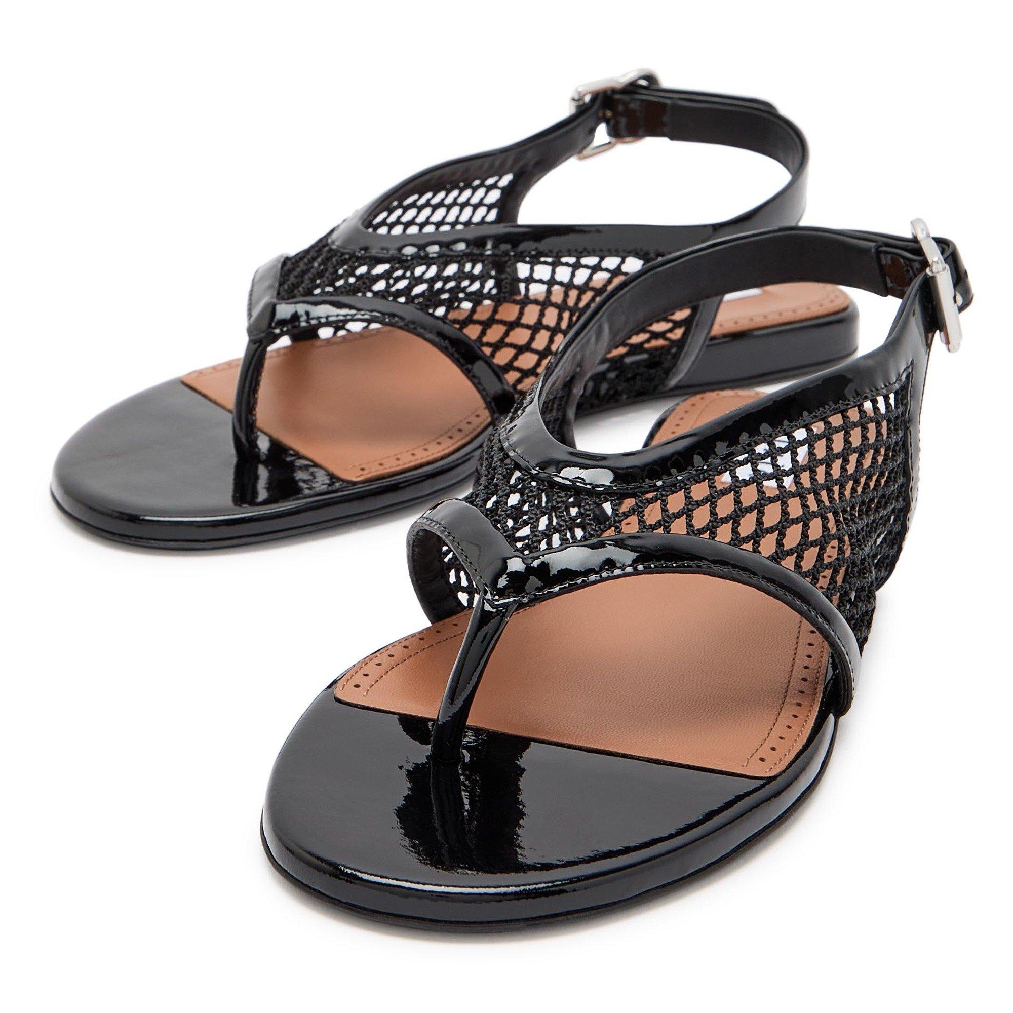 BLACK - Alaia - Women's Fishnet Flat Sandals - 3