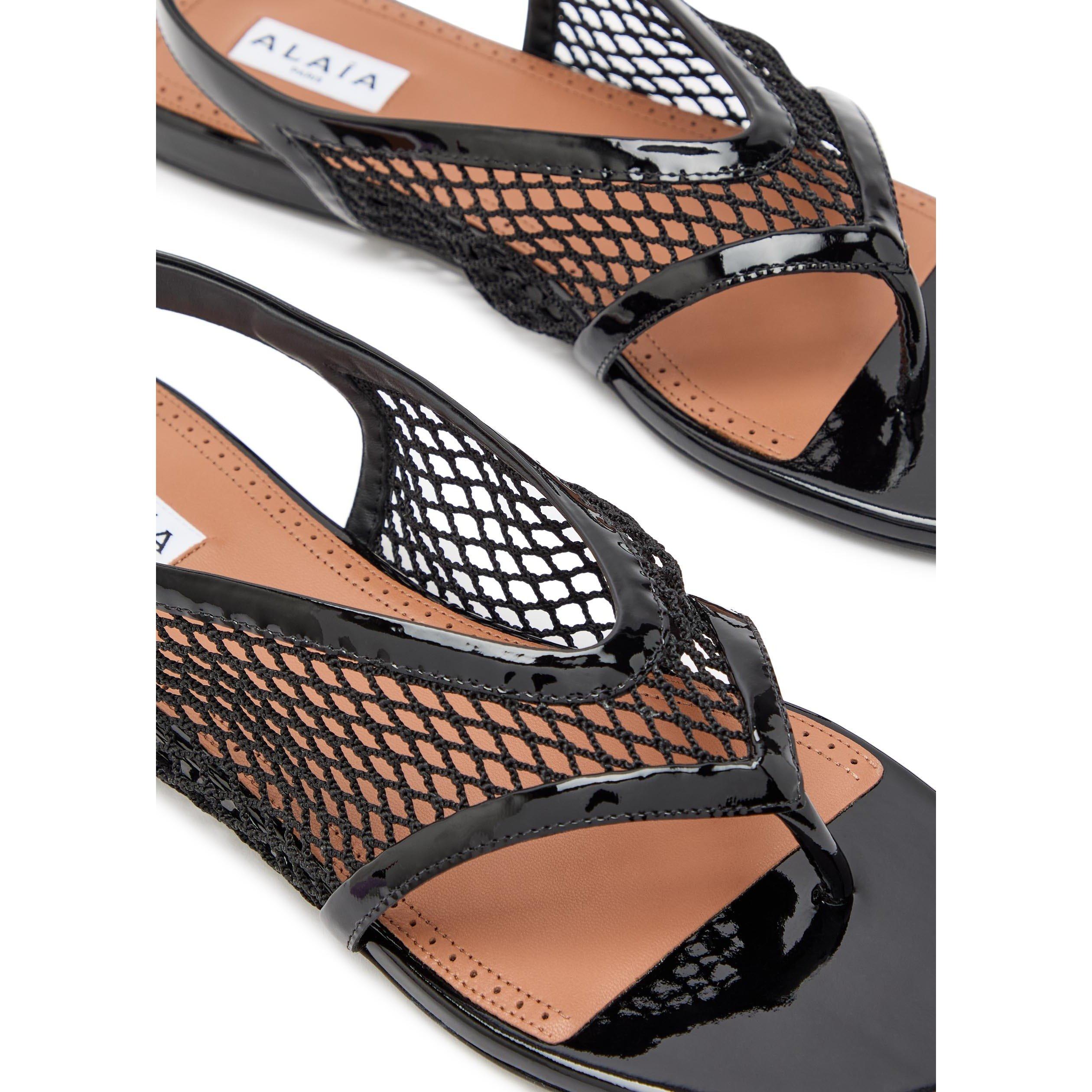 BLACK - Alaia - Women's Fishnet Flat Sandals - 4