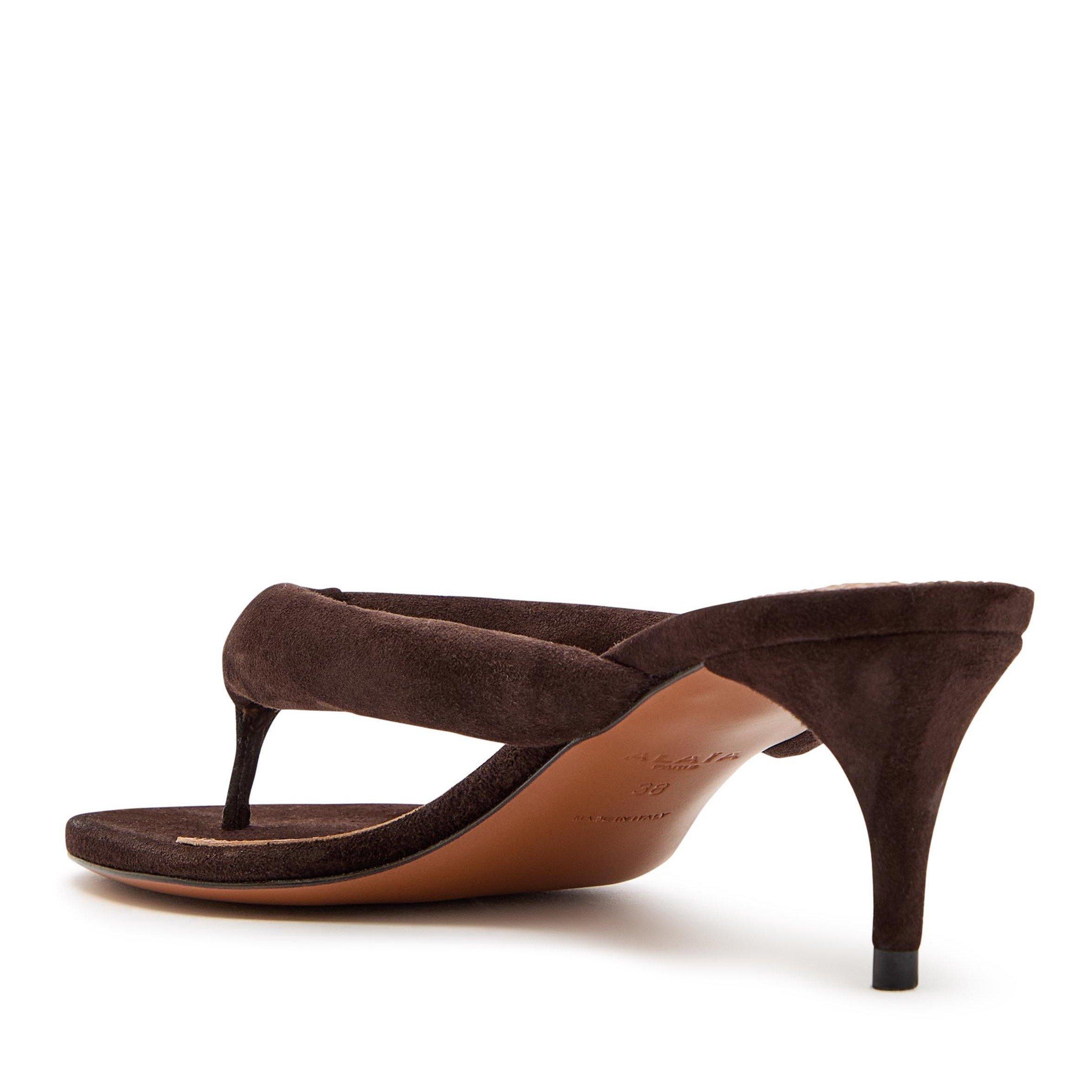 BROWN - Alaia - Women's Padded Suede Kitten-Heel Sandals - 2