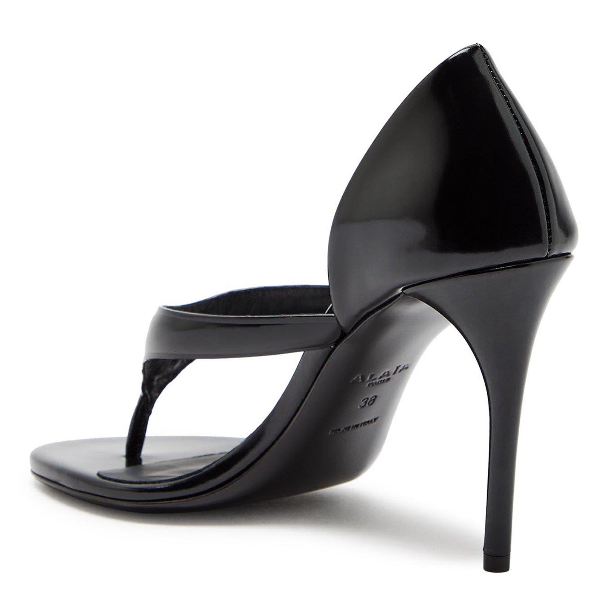 BLACK - Alaia - Women's Infradito 90 Leather Heeled Sandals - 2