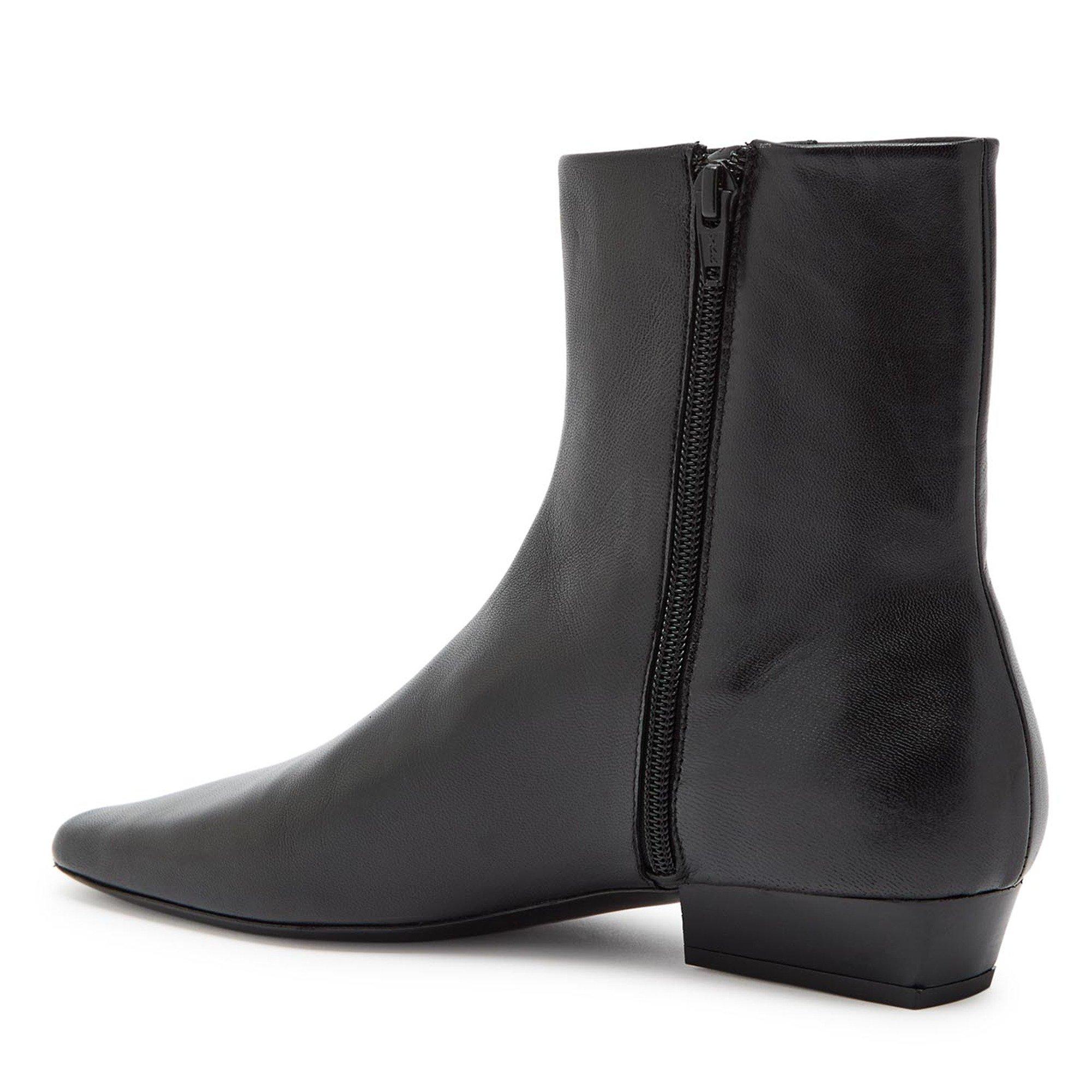 BLACK - Staud - Women's Wally Leather Flat Ankle Boots - 2