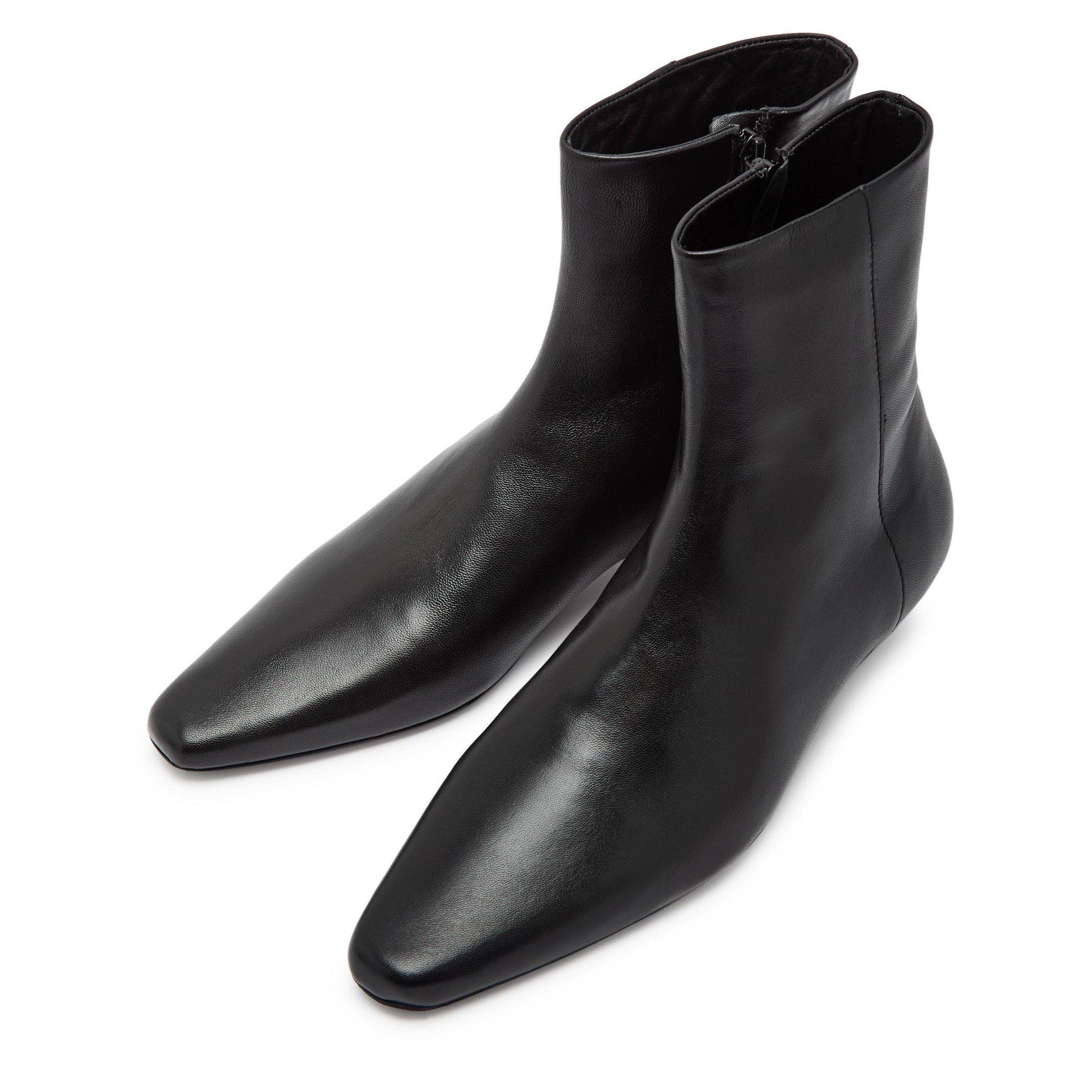 BLACK - Staud - Women's Wally Leather Flat Ankle Boots - 3