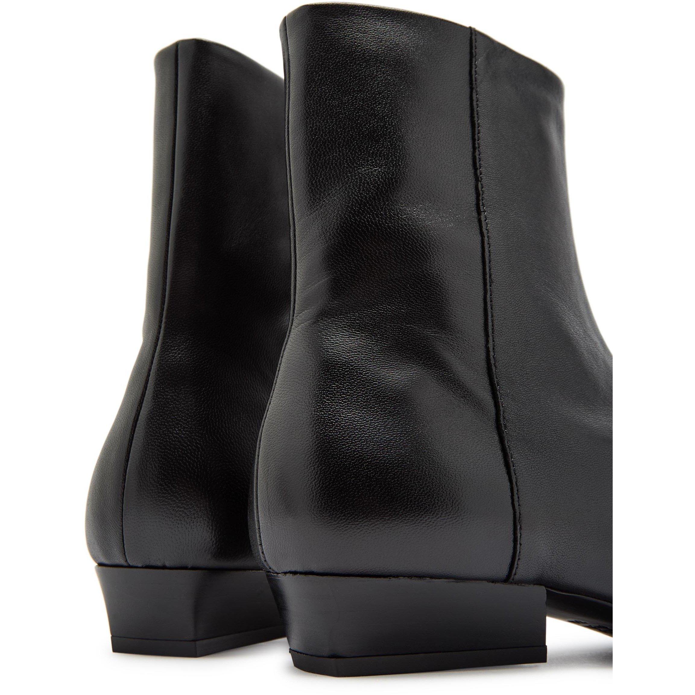 BLACK - Staud - Women's Wally Leather Flat Ankle Boots - 4
