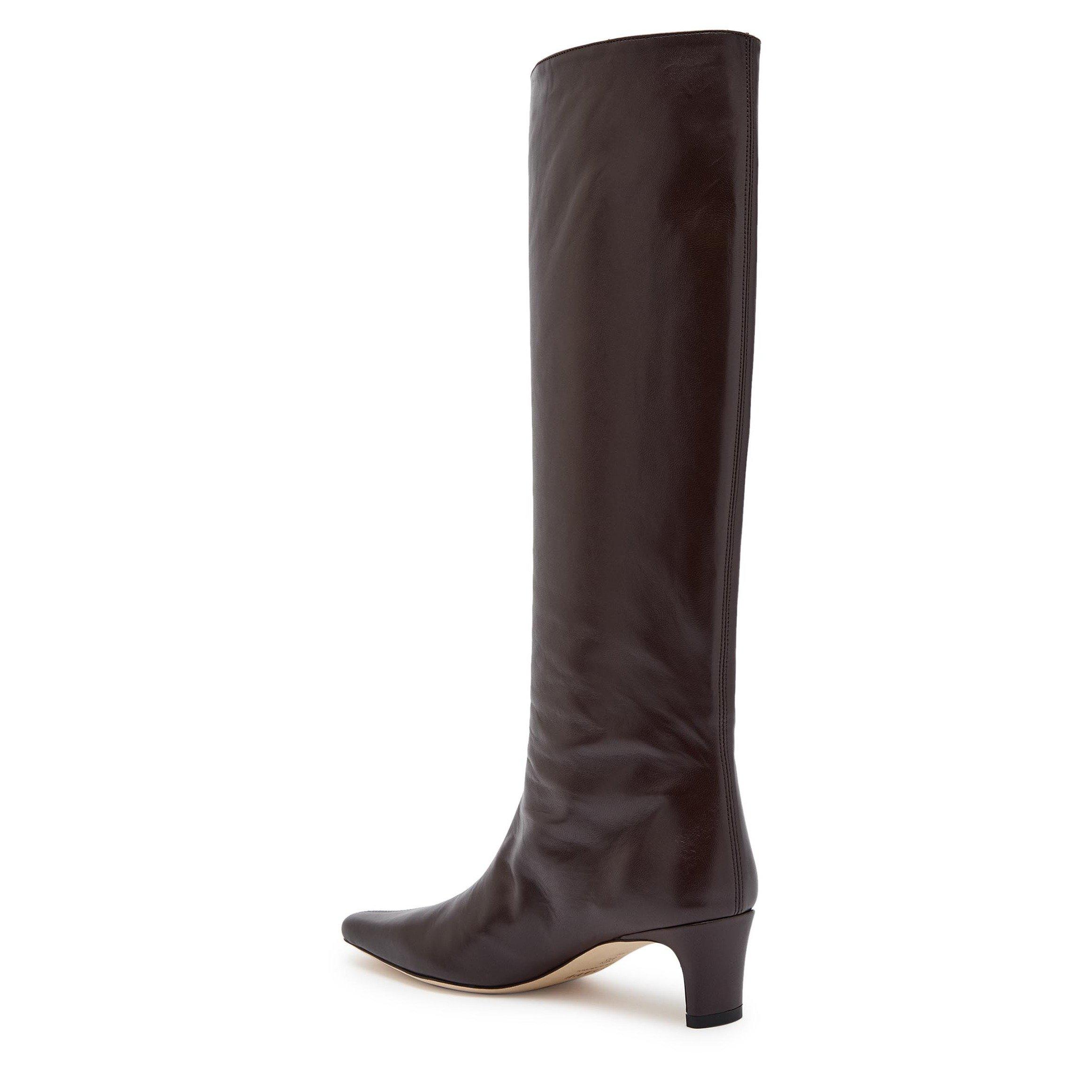 BROWN - Staud - Women's Wally Leather Knee-High Boots - 2