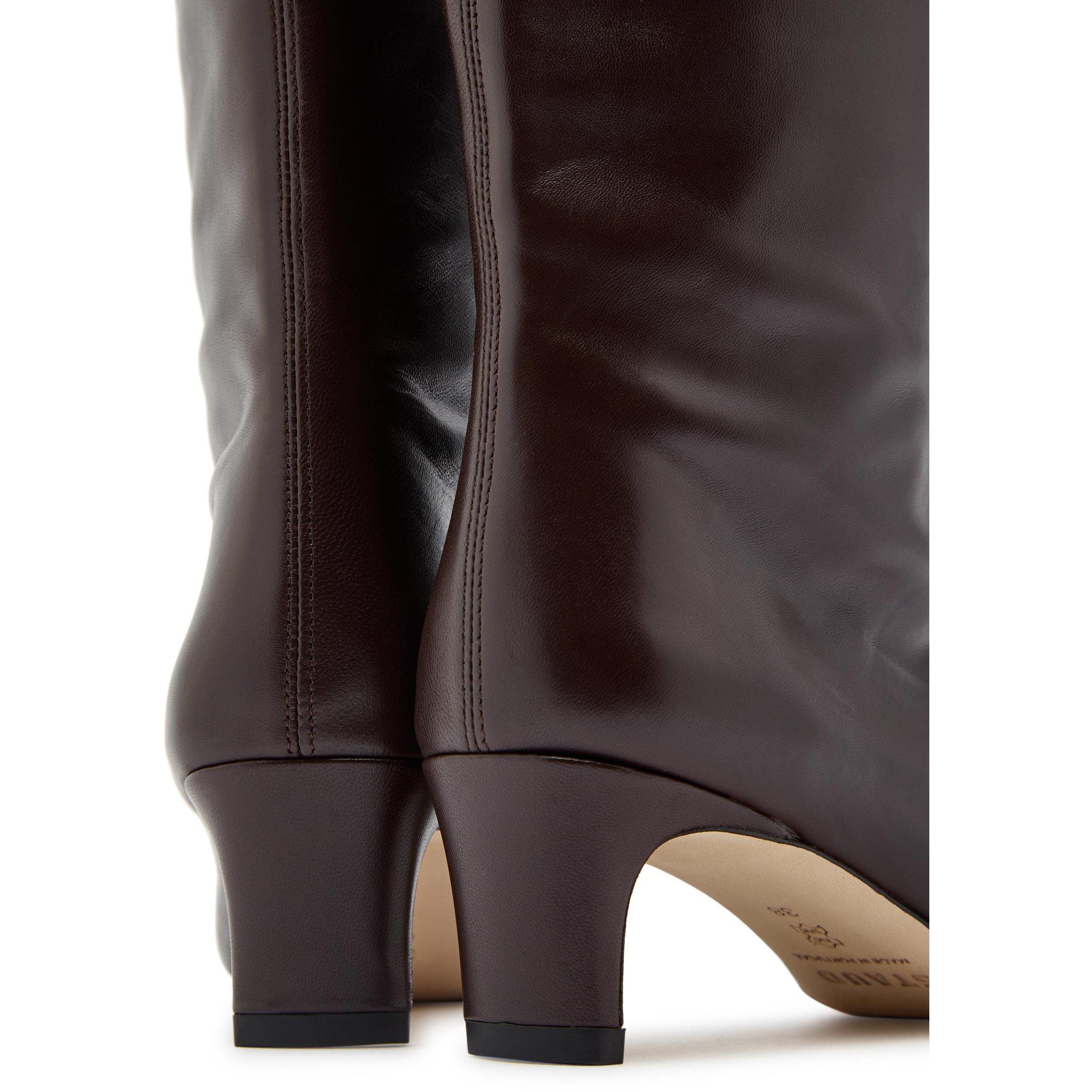 BROWN - Staud - Women's Wally Leather Knee-High Boots - 4