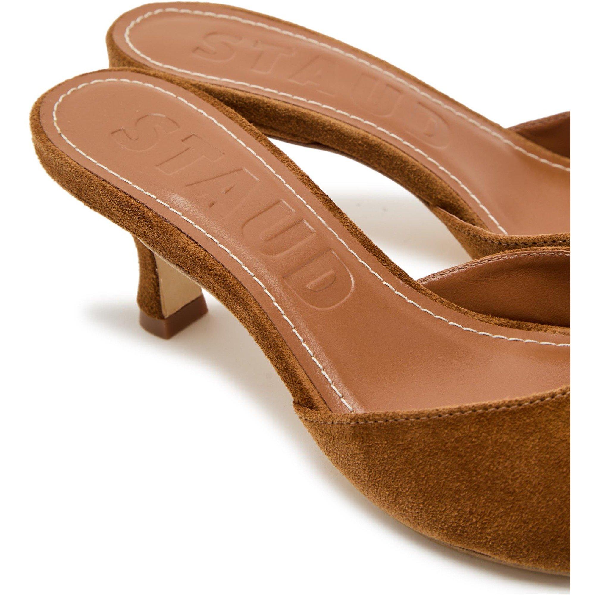 CAMEL - Staud - Women's Brigitte Suede Heeled Mules - 4
