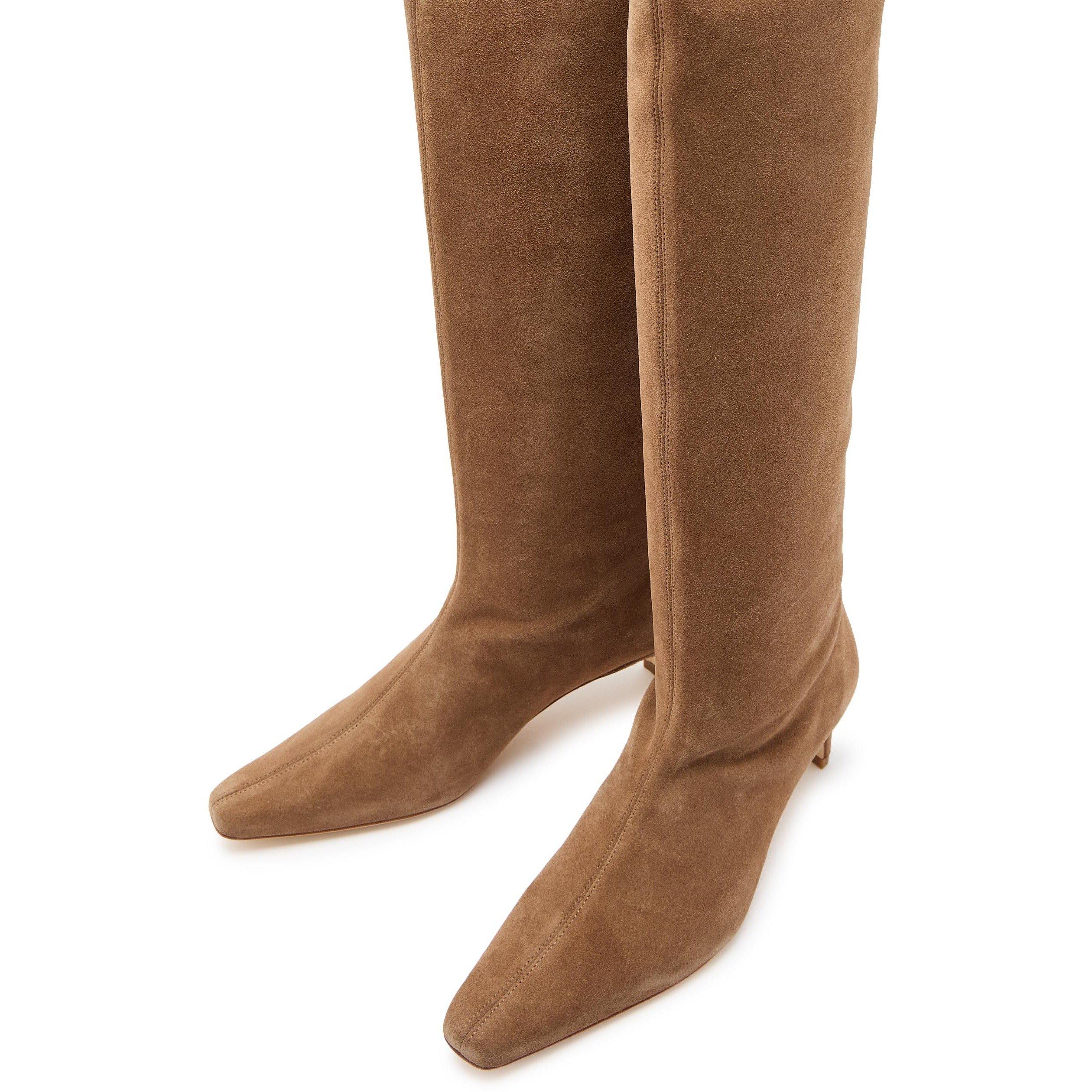BEIGE - Staud - Women's Wally Suede Knee High Boots - 3