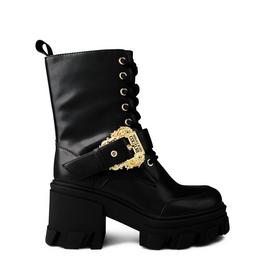 Versace Jeans Couture Black Pin Buckle Boots Womens