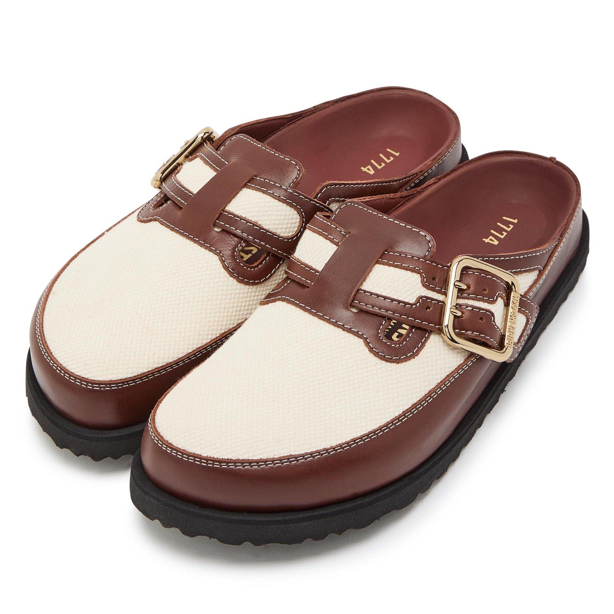 BROWN - Birkenstock 1774 - Women's Boston BB Canvas 1774 Clogs - 3