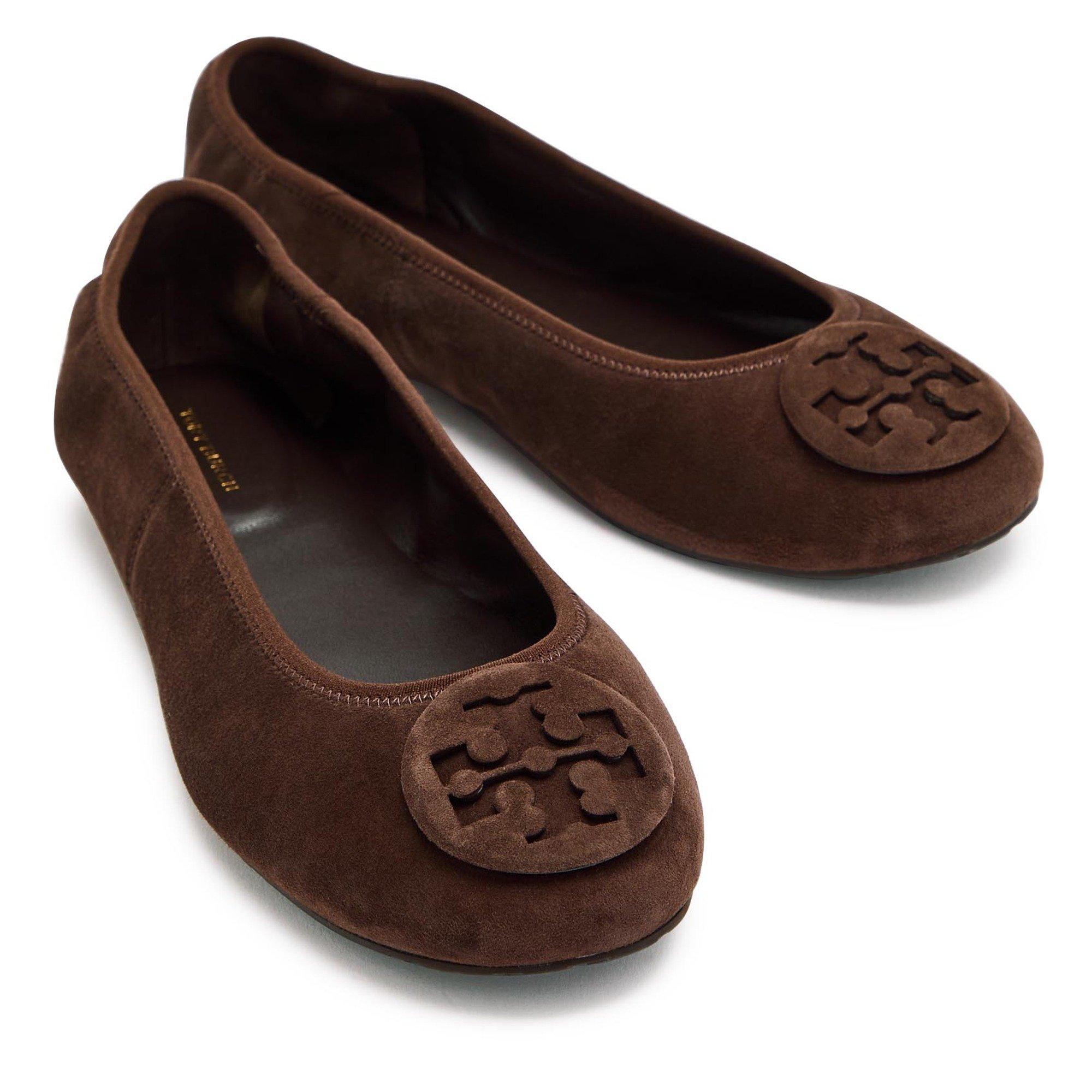 BROWN - Tory Burch - Women's Reva Travel Suede Ballet Pumps - 4