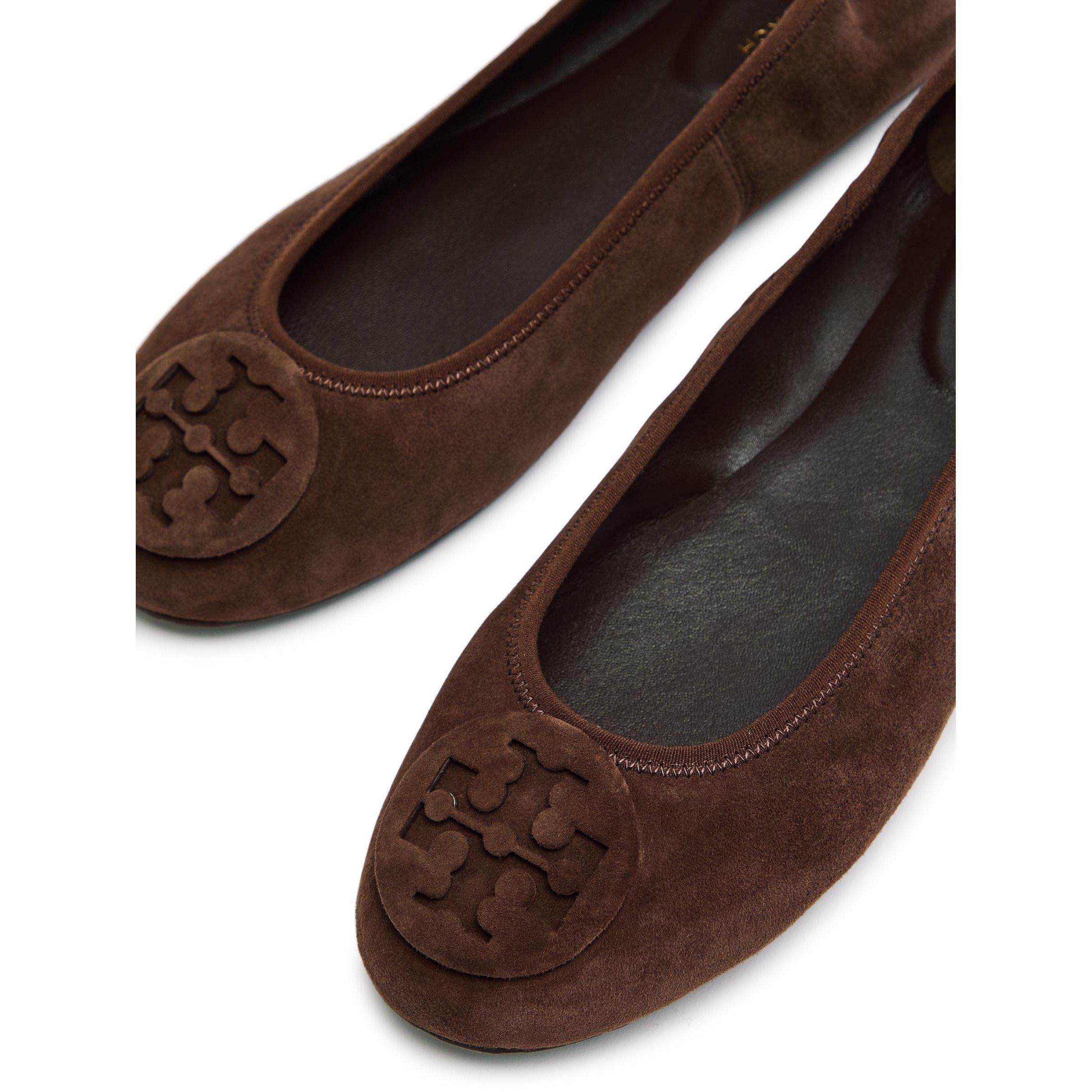 BROWN - Tory Burch - Women's Reva Travel Suede Ballet Pumps - 5