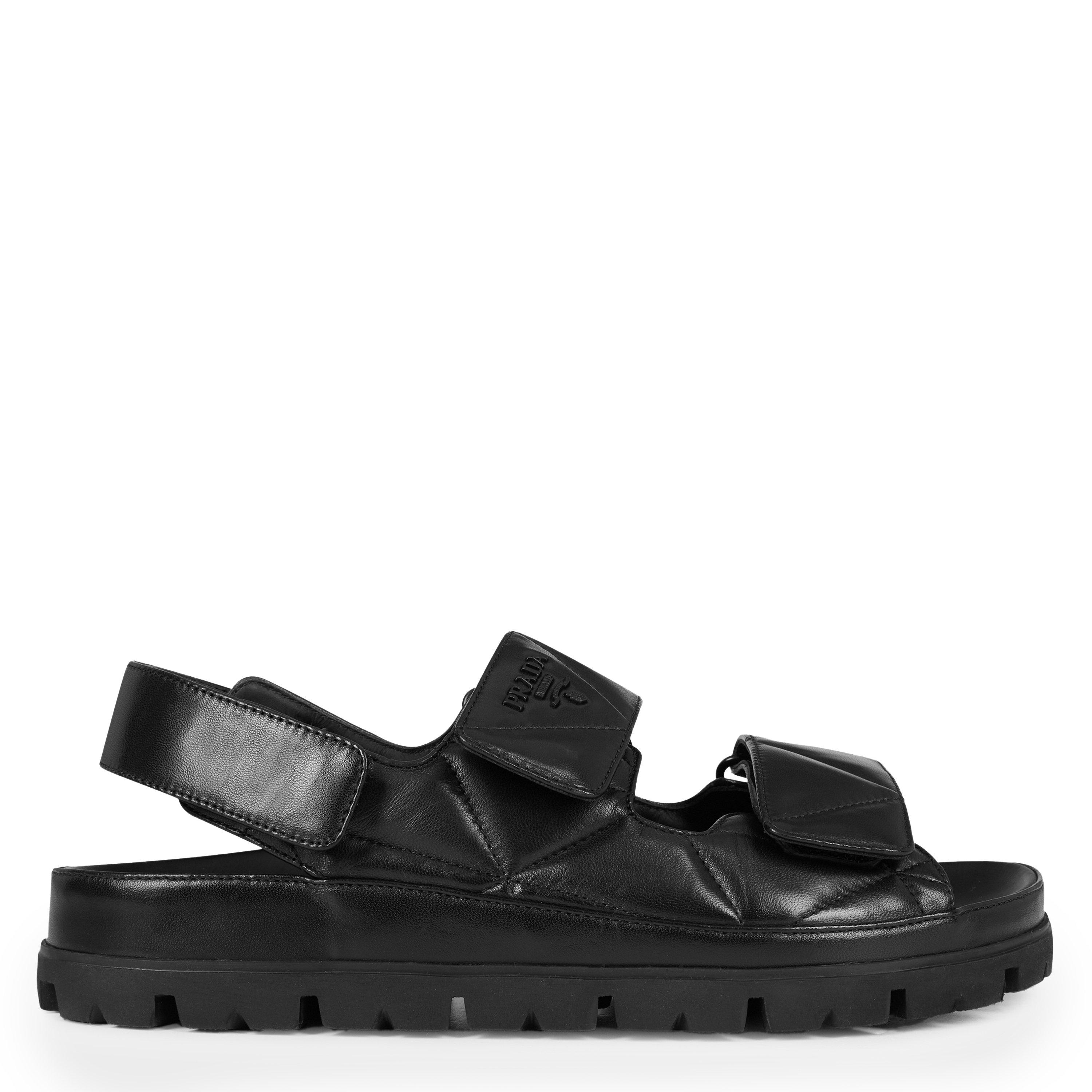 Prada Women'S Leather Grandad Sandals - Nero F0002 - Size 5 (38)