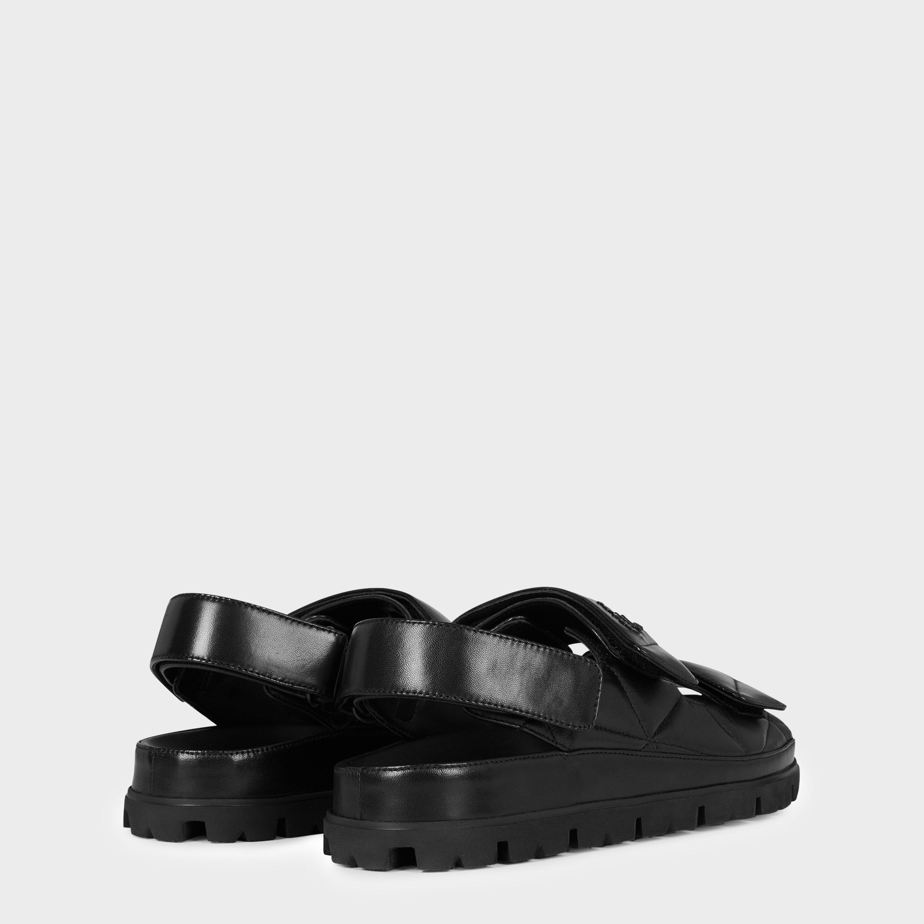 Nero F0002 - Prada - Women'S Leather Grandad Sandals - 5