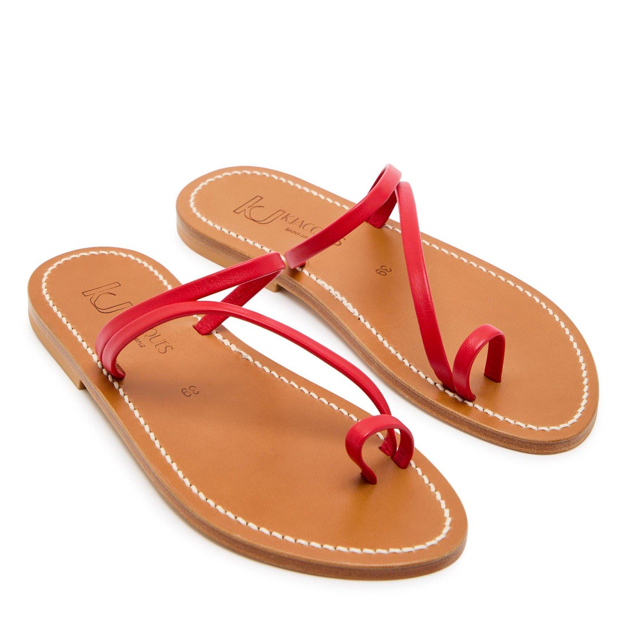 RED - Unknown - Women's Actium F Leather Flat Sandals - 3