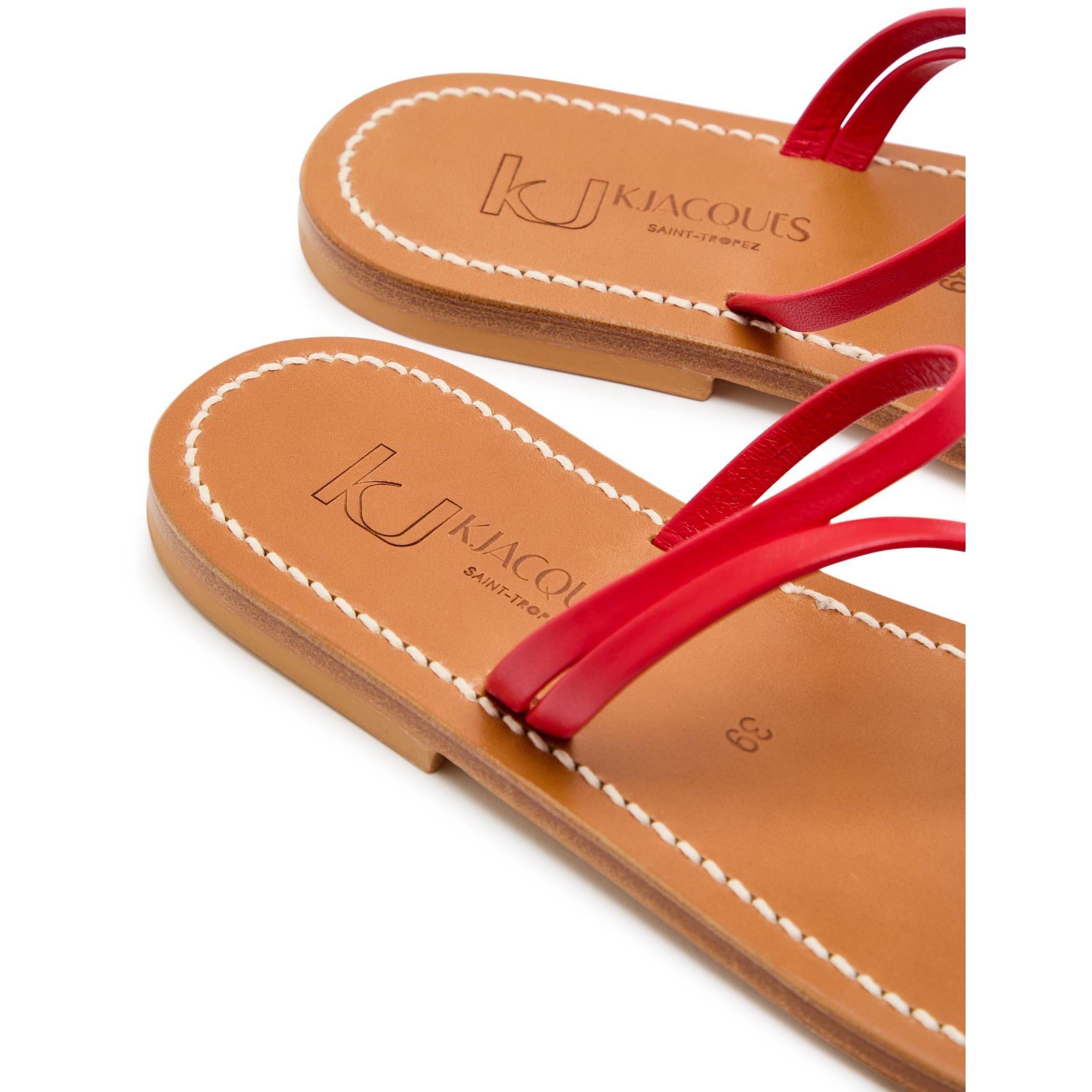 RED - Unknown - Women's Actium F Leather Flat Sandals - 4