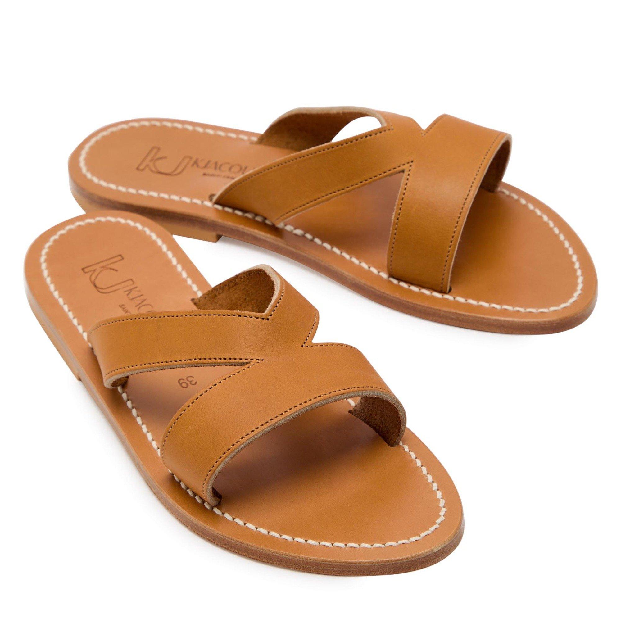 BROWN - Unknown - Women's Kalomira F Leather Flat Sandals - 4