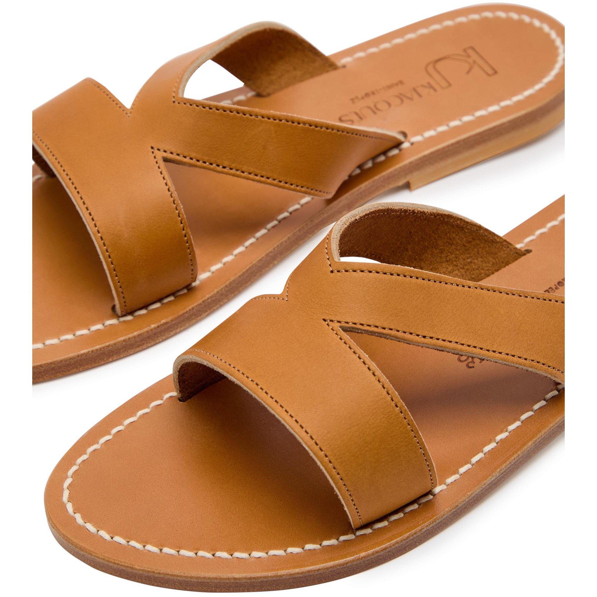 BROWN - Unknown - Women's Kalomira F Leather Flat Sandals - 5