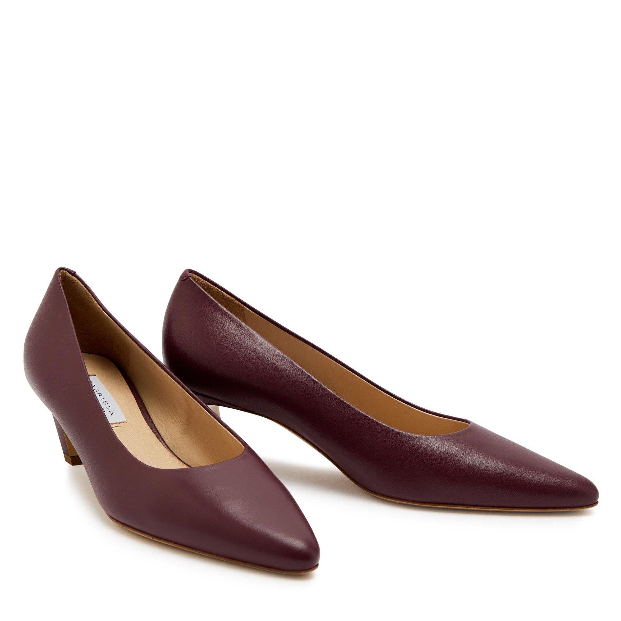 BURGUNDY - Gabriela Hearst - Women's Peggy Leather Kitten-Heel Court Shoes - 3