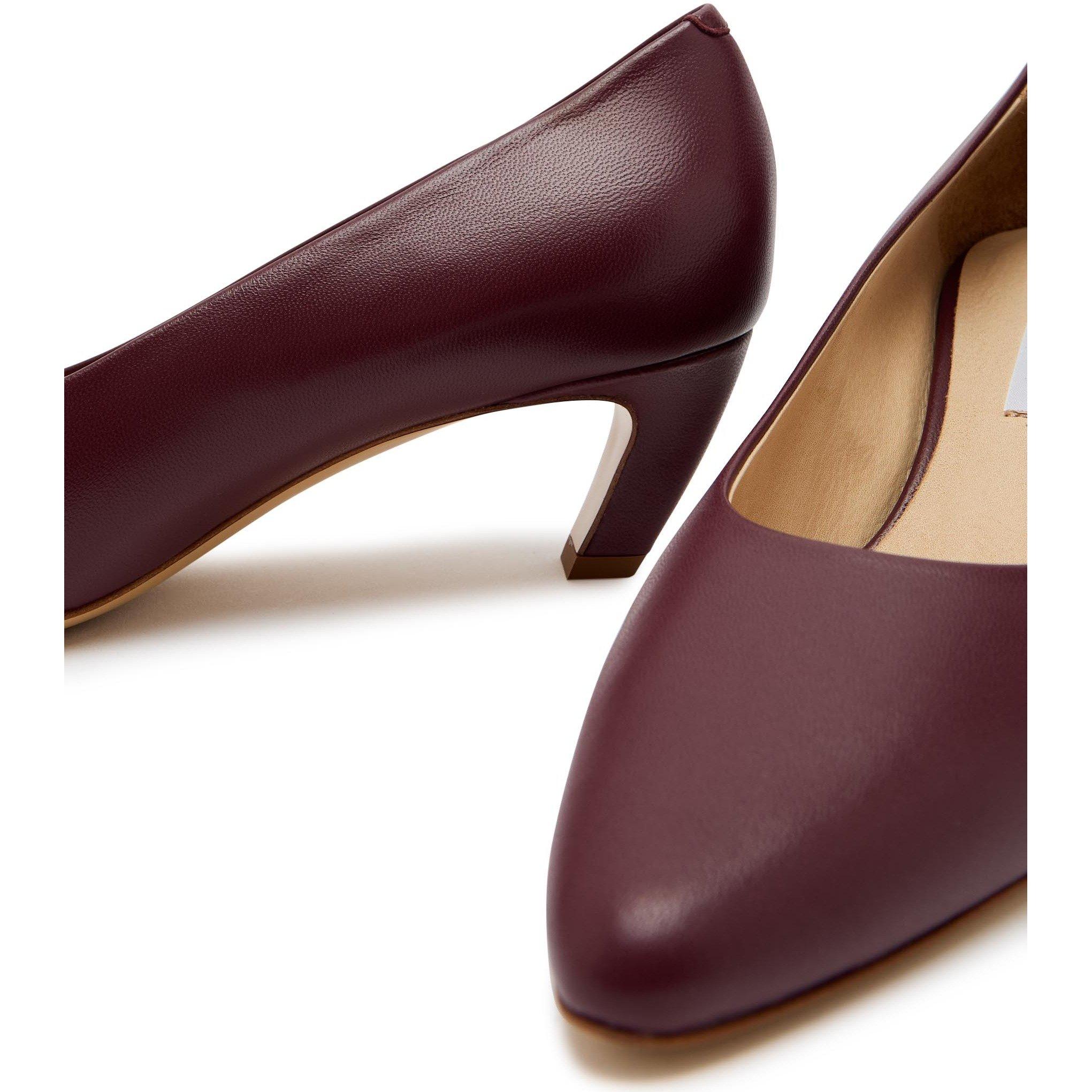 BURGUNDY - Gabriela Hearst - Women's Peggy Leather Kitten-Heel Court Shoes - 4