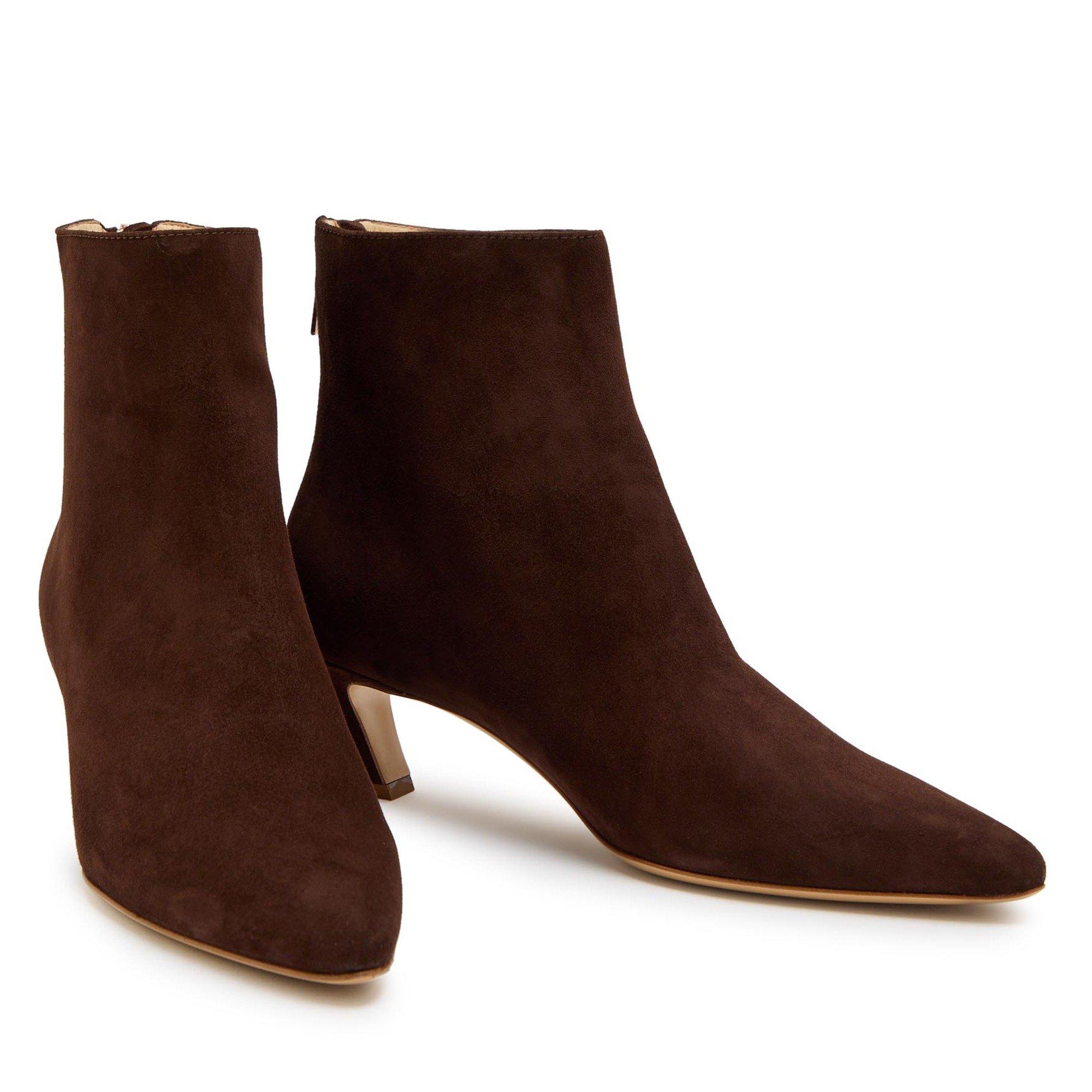 BROWN - Gabriela Hearst - Women's Clayton Suede Pointed-Toe Kitten-Heel Ankle Boots - 3