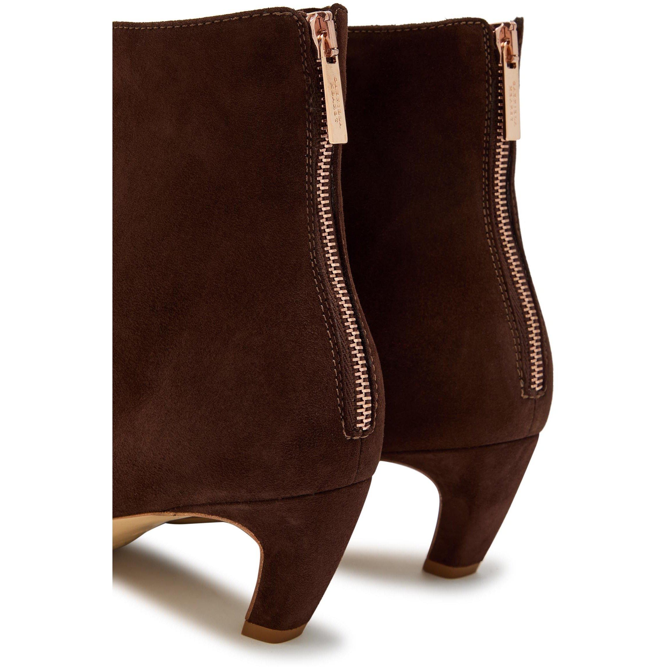 BROWN - Gabriela Hearst - Women's Clayton Suede Pointed-Toe Kitten-Heel Ankle Boots - 4