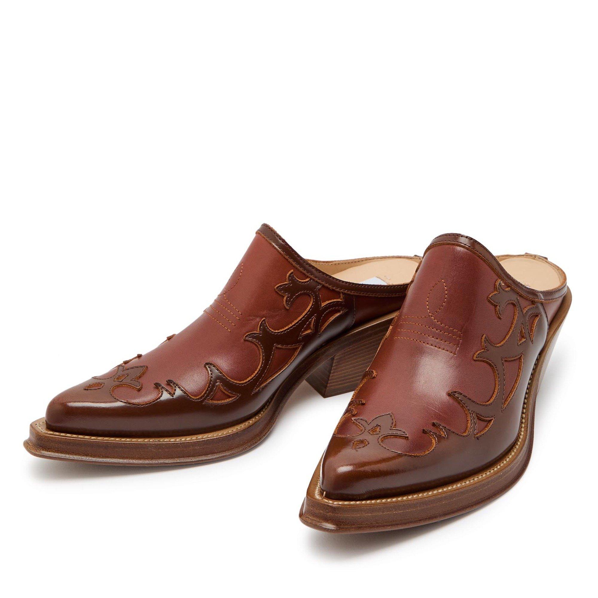 BROWN - Gabriela Hearst - Women's Temperance Leather Pointed-Toe Heeled Mules - 3