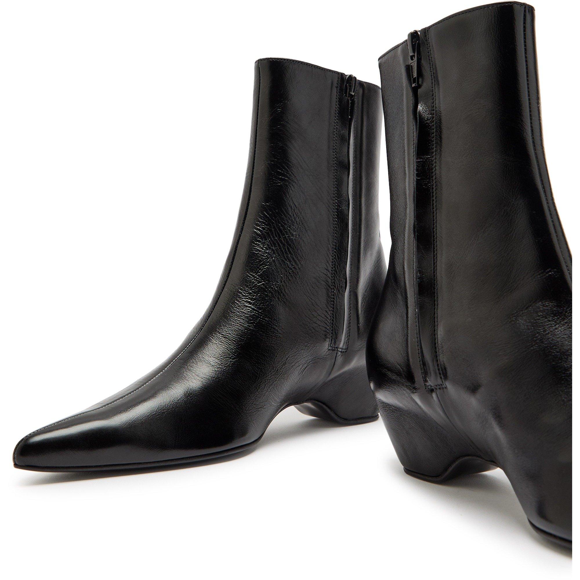 BLACK - Khaite - Women's Sybil Wedge Leather Ankle Boots - 5