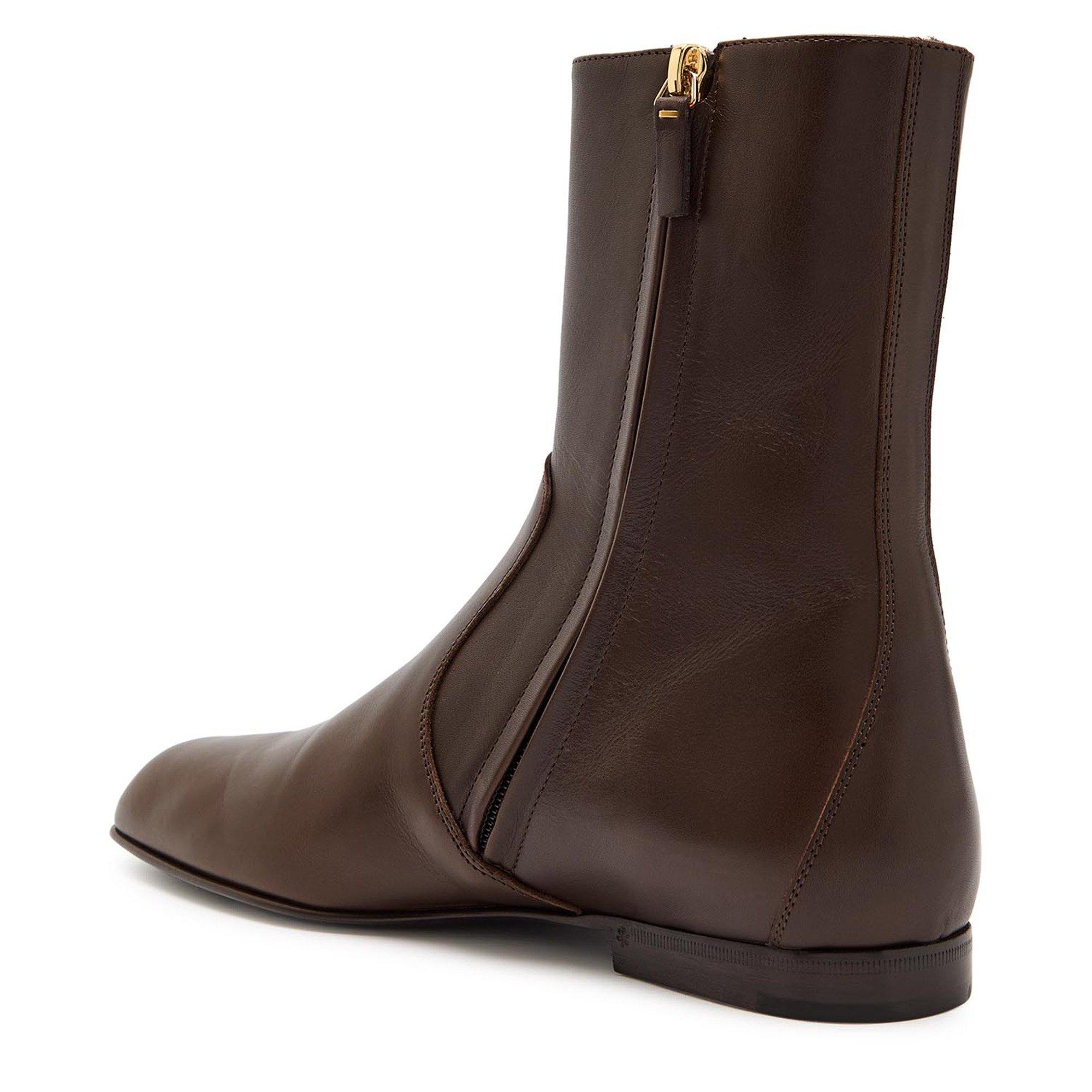 BROWN - Khaite - Women's Colt Leather Flat Ankle Boots - 2