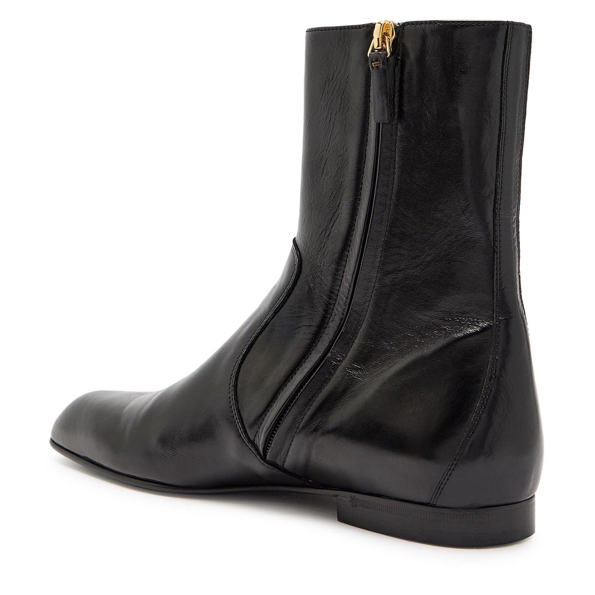 BLACK - Khaite - Women's Colt Leather Flat Ankle Boots - 2