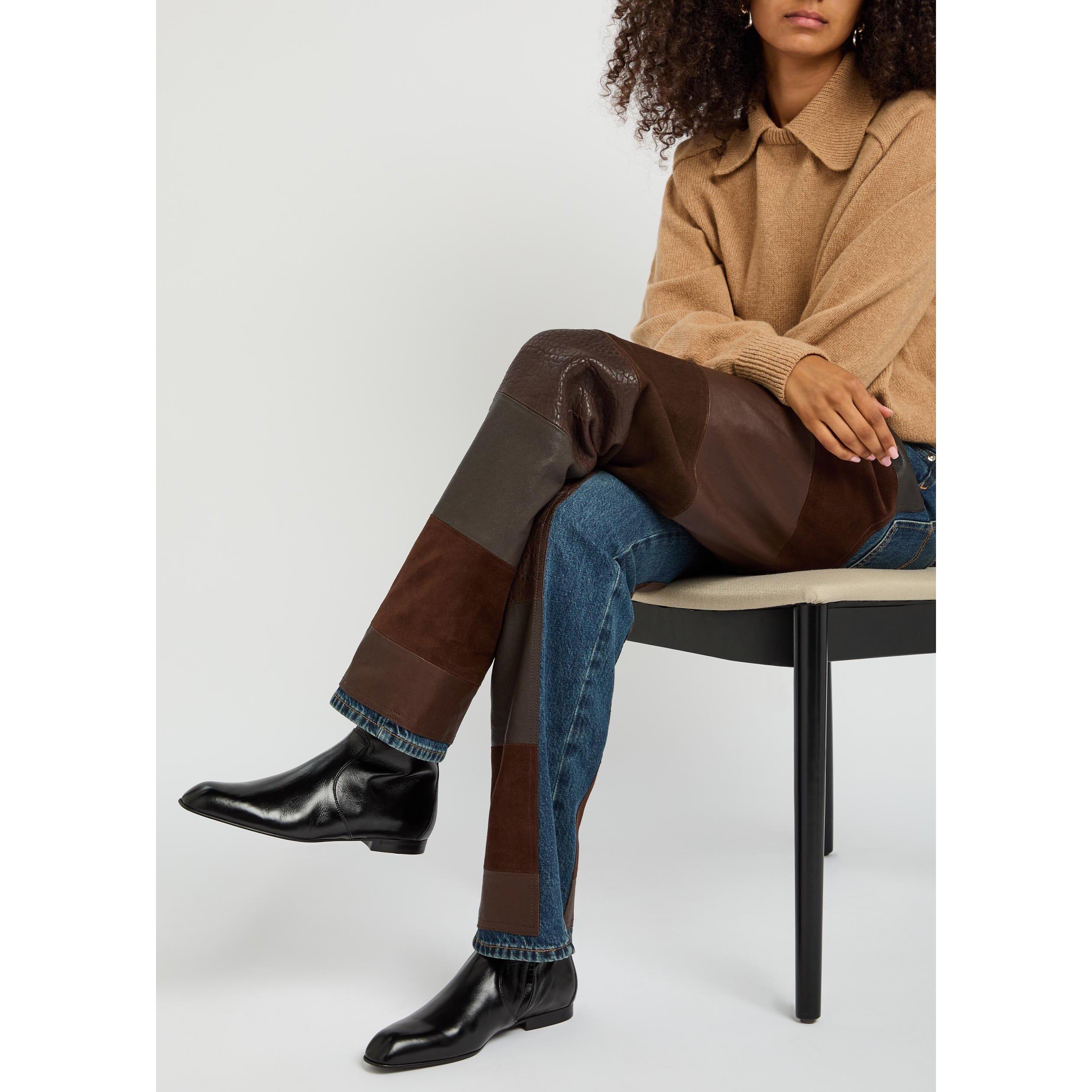 BLACK - Khaite - Women's Colt Leather Flat Ankle Boots - 3