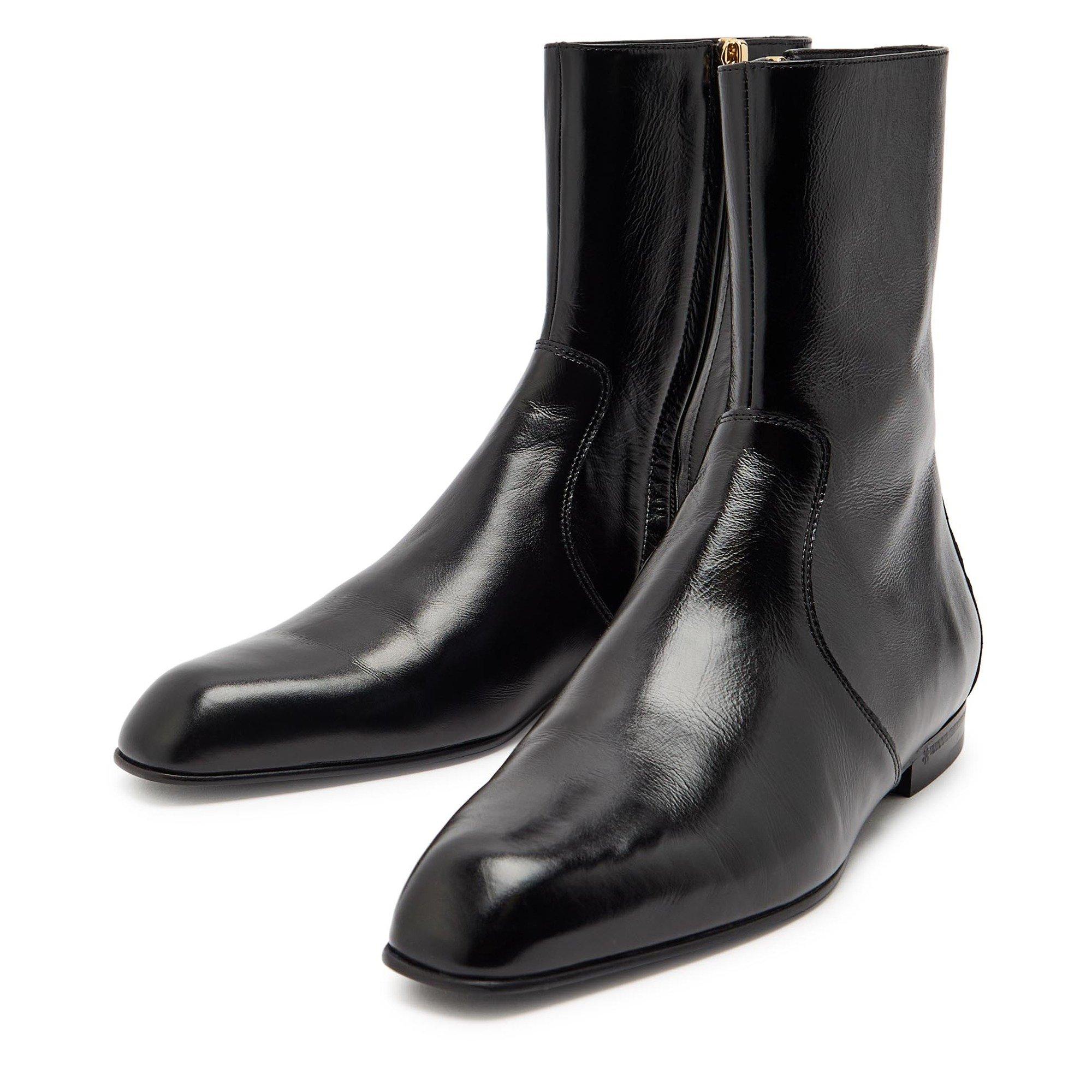 BLACK - Khaite - Women's Colt Leather Flat Ankle Boots - 4