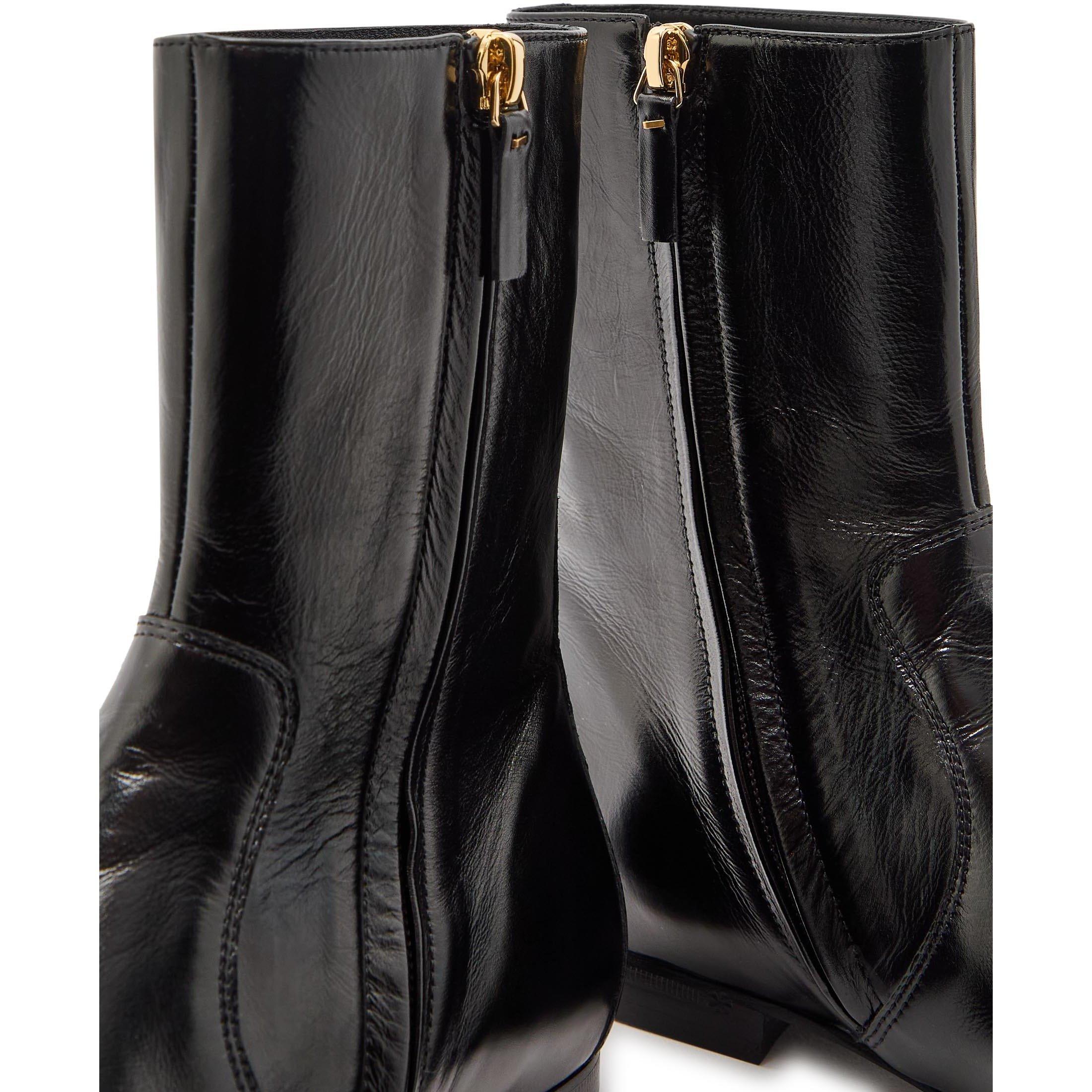 BLACK - Khaite - Women's Colt Leather Flat Ankle Boots - 5