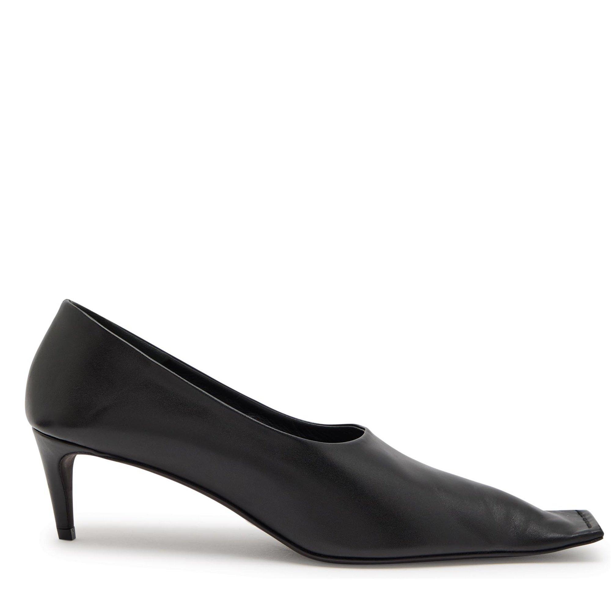 BLACK - Khaite - Women's Marlene Leather Square-Toe Kitten-Heel Court Shoes - 1