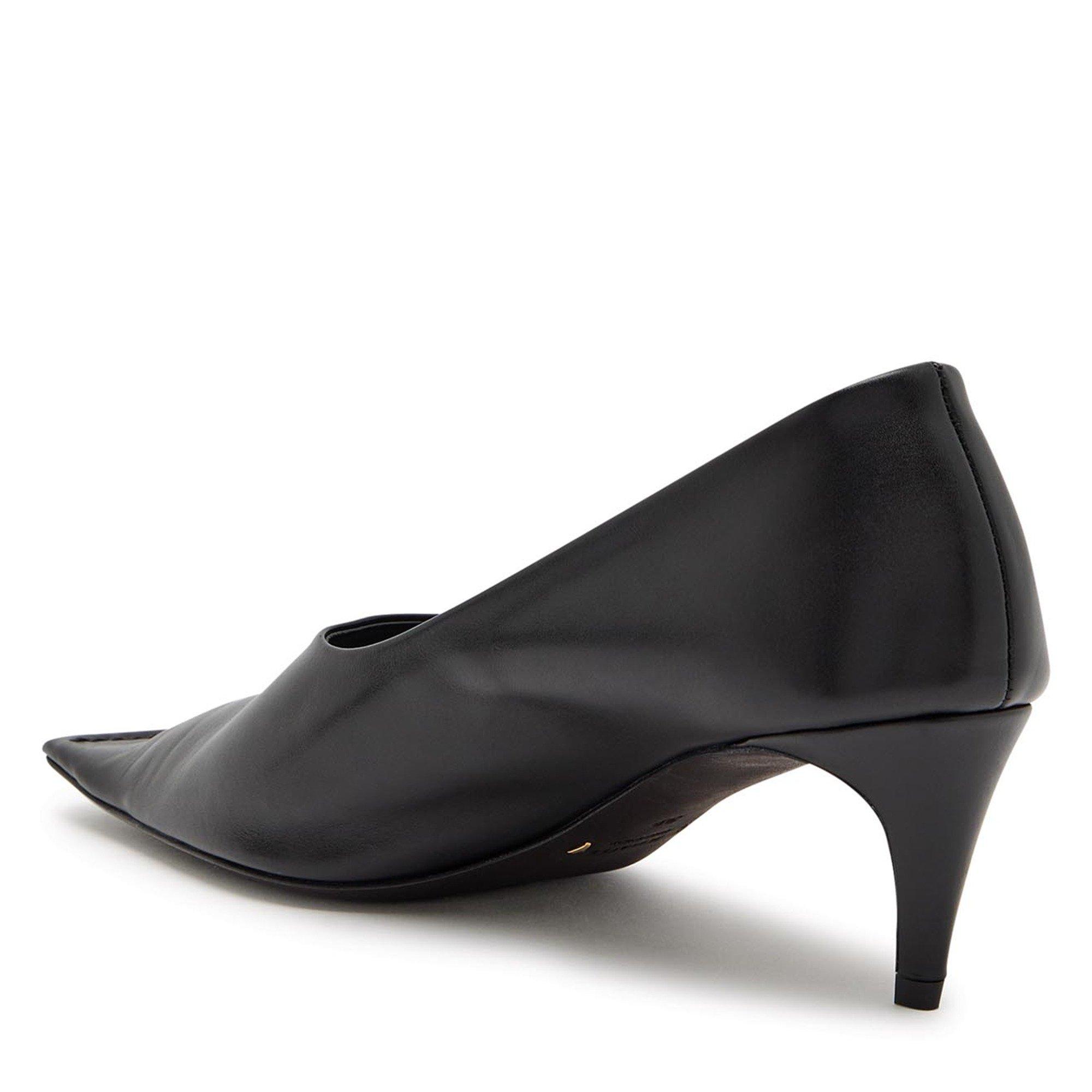 BLACK - Khaite - Women's Marlene Leather Square-Toe Kitten-Heel Court Shoes - 2