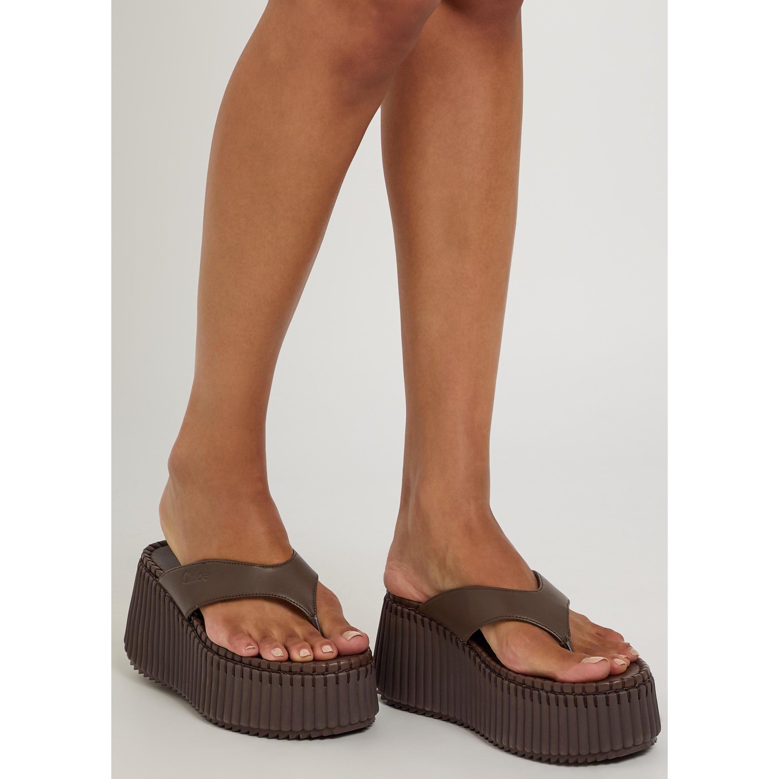 BROWN - Chloe - Women's NAMA Leather Wedges - 3