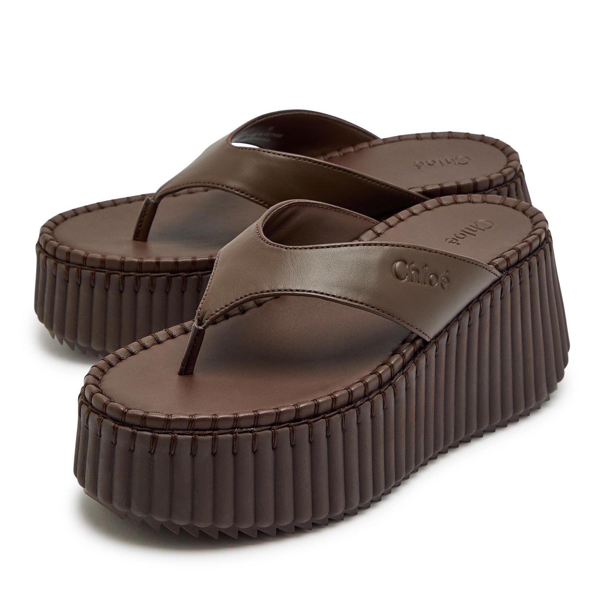 BROWN - Chloe - Women's NAMA Leather Wedges - 4