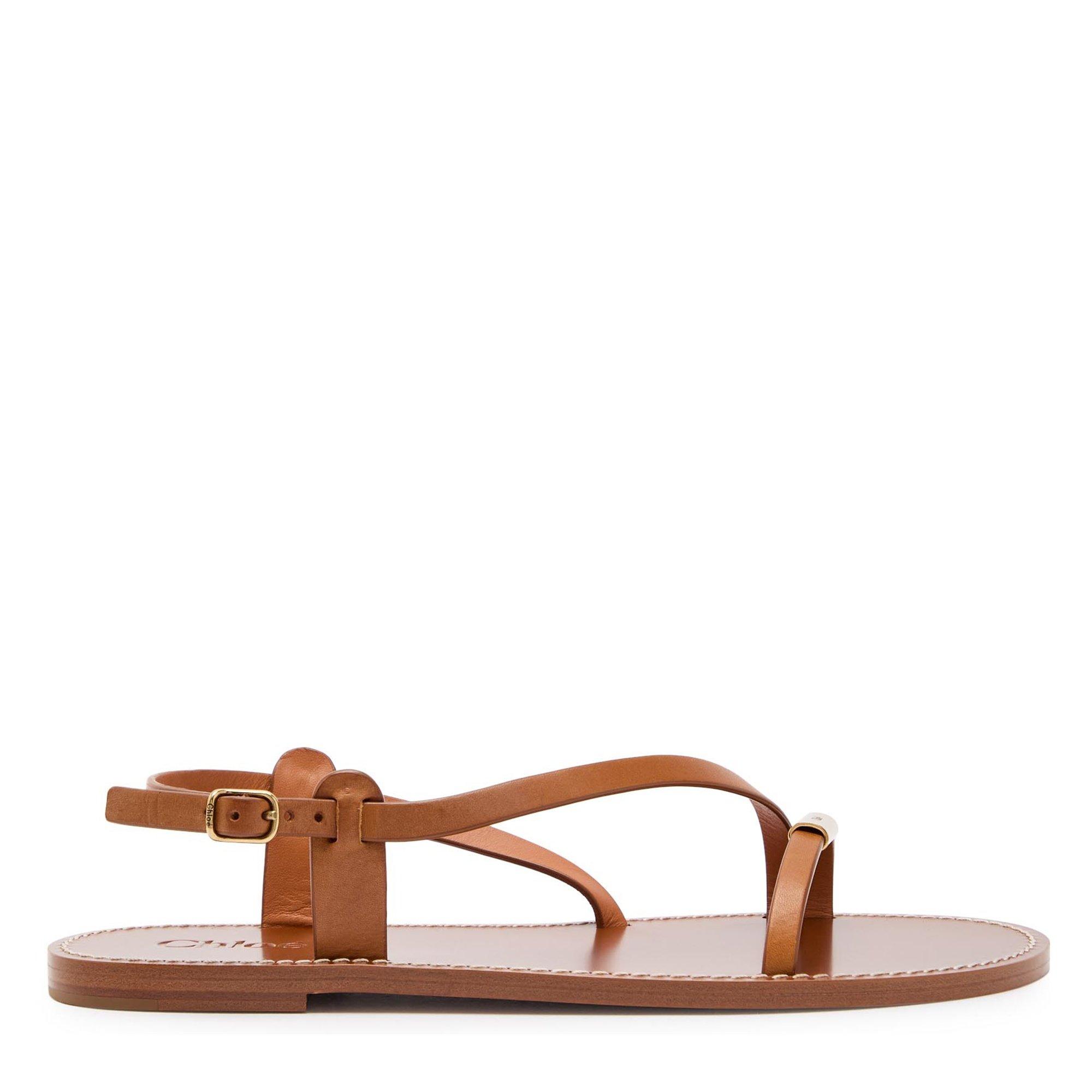 BROWN - Chloe - Women's Matilda Leather Flat Sandals - 1