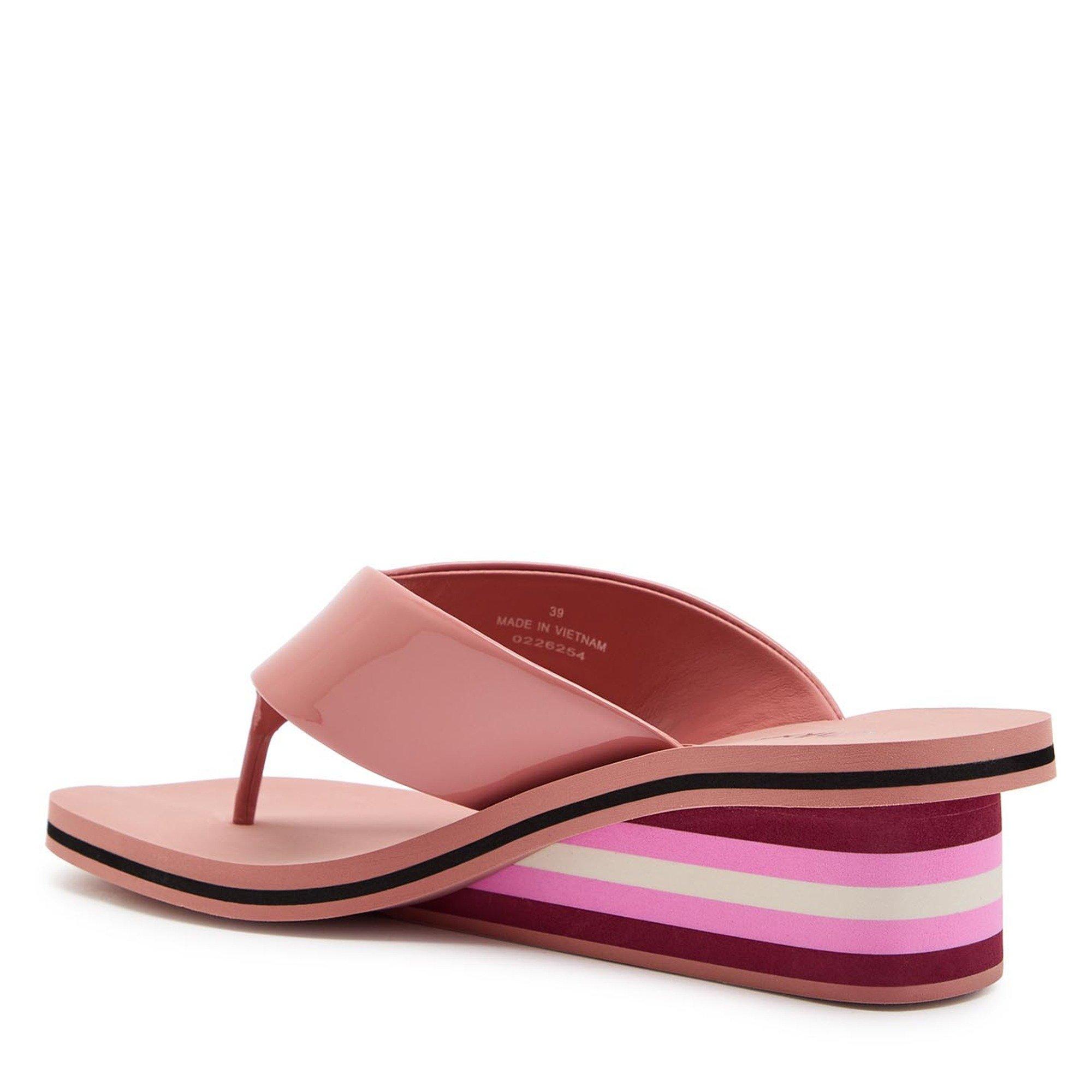 PINK - Chloe - Women's à la Plage Patent Leather Square-Toe Wedge Sandals - 2